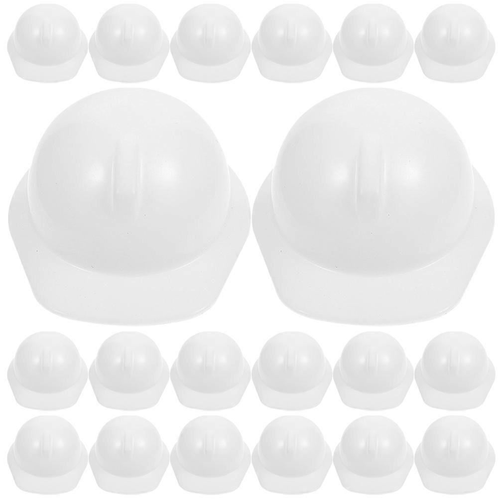 Mini Dolls Safety Plastic Hard Hats for Home Use 40Pcs White