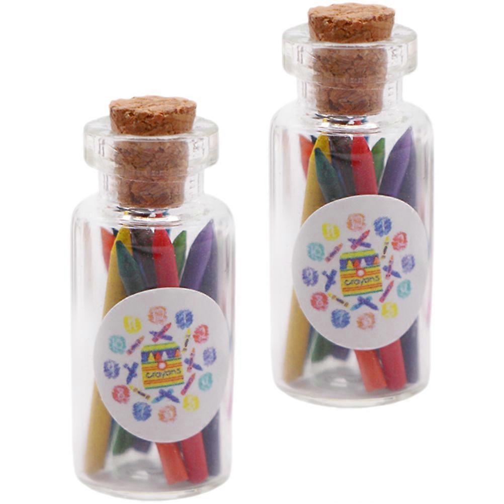 Creative Scenes Doll House Bottled Crayons Miniature Design Cylindrical 6 Sets