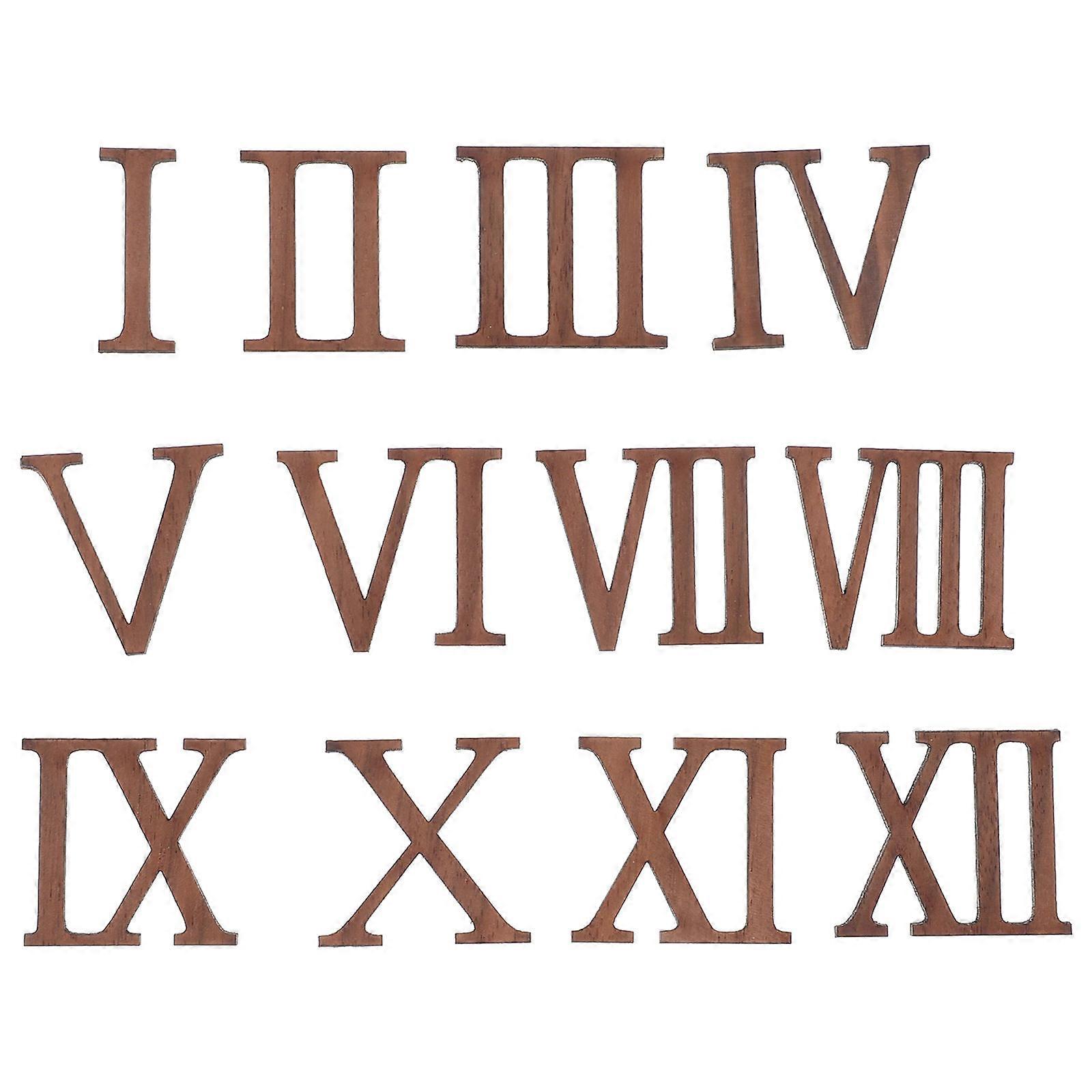DIY Clock Wooden Numbers for Wall Clock 36Pcs Brown Roman Numerals