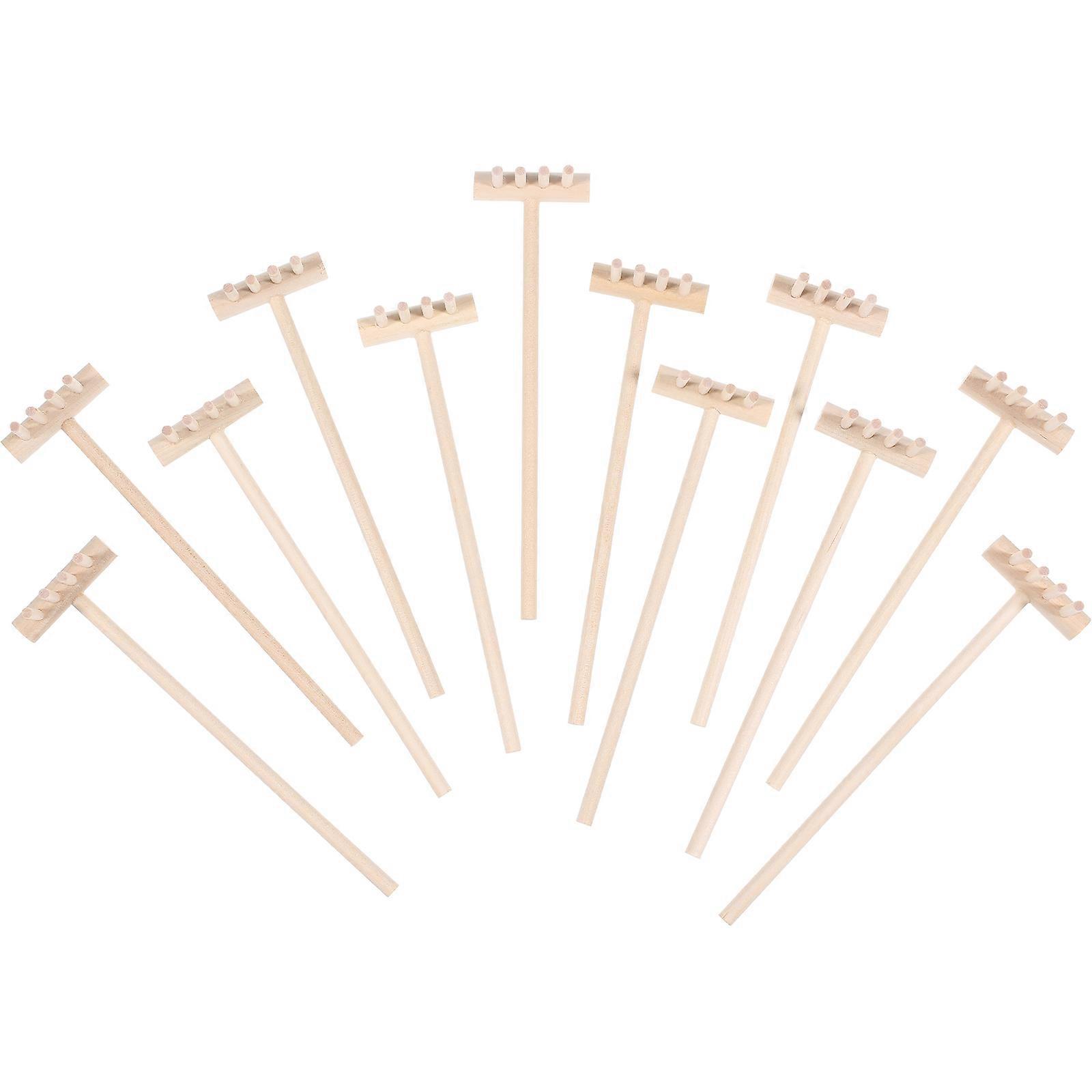 Bamboo Mini Garden Rake for Sandbox Decoration with 96Pcs Set