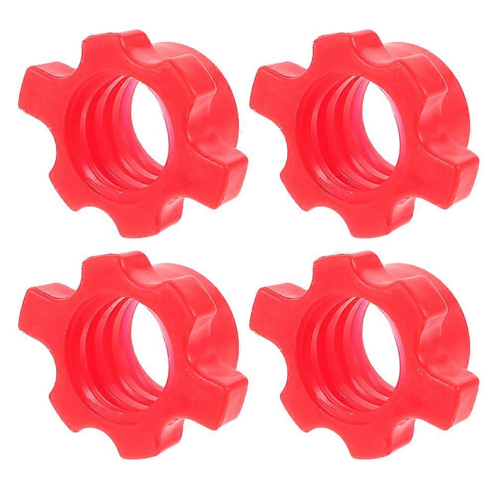 Workout Barbell Clamps Dumbbell Screw Nut for Fixation 16Pcs Red PVC