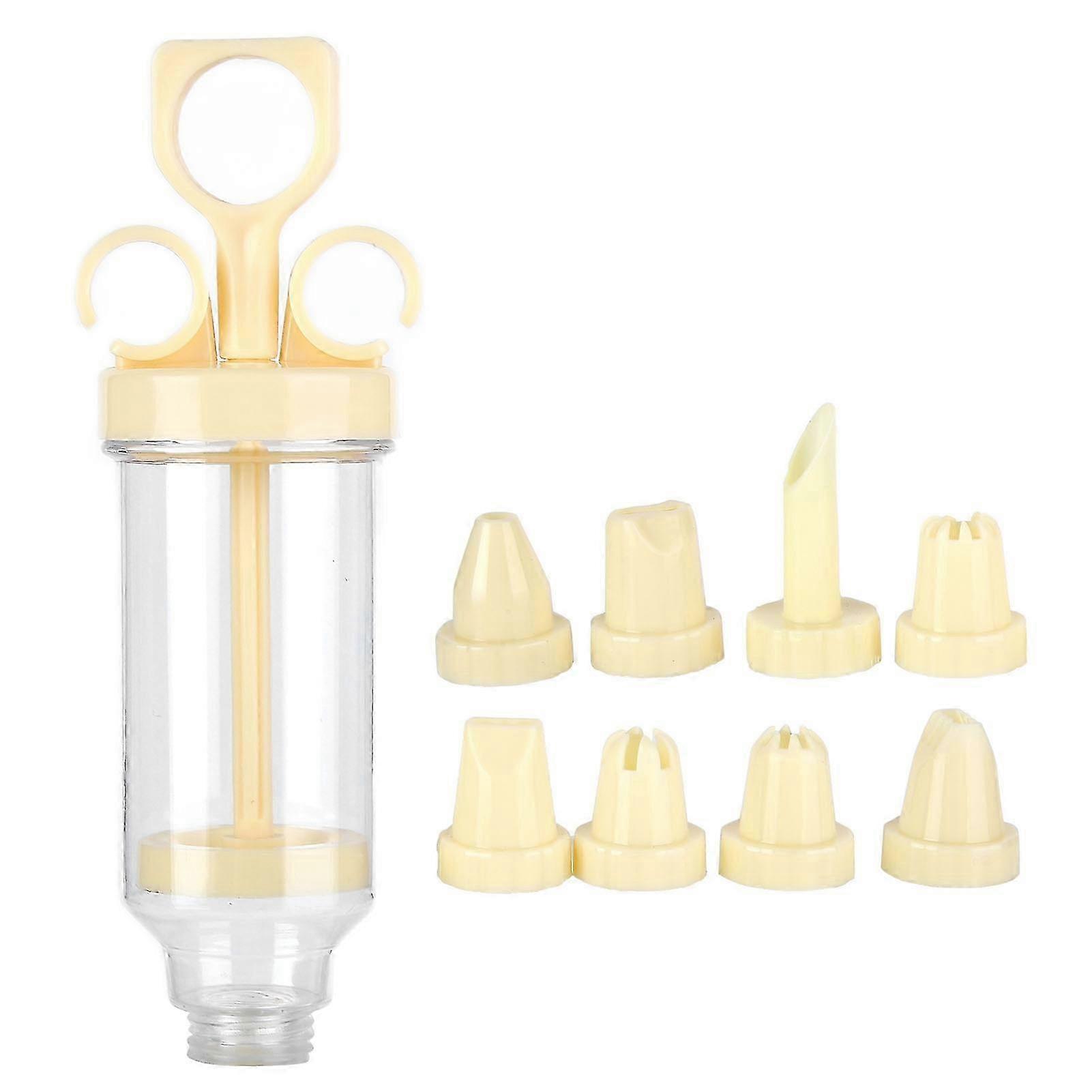 Pastry Decorating Nozzle Set Cookies Piping Syringe with 8Pcs Nozzles for Cake Decorating(CreamColored Nozzle ) 2025
