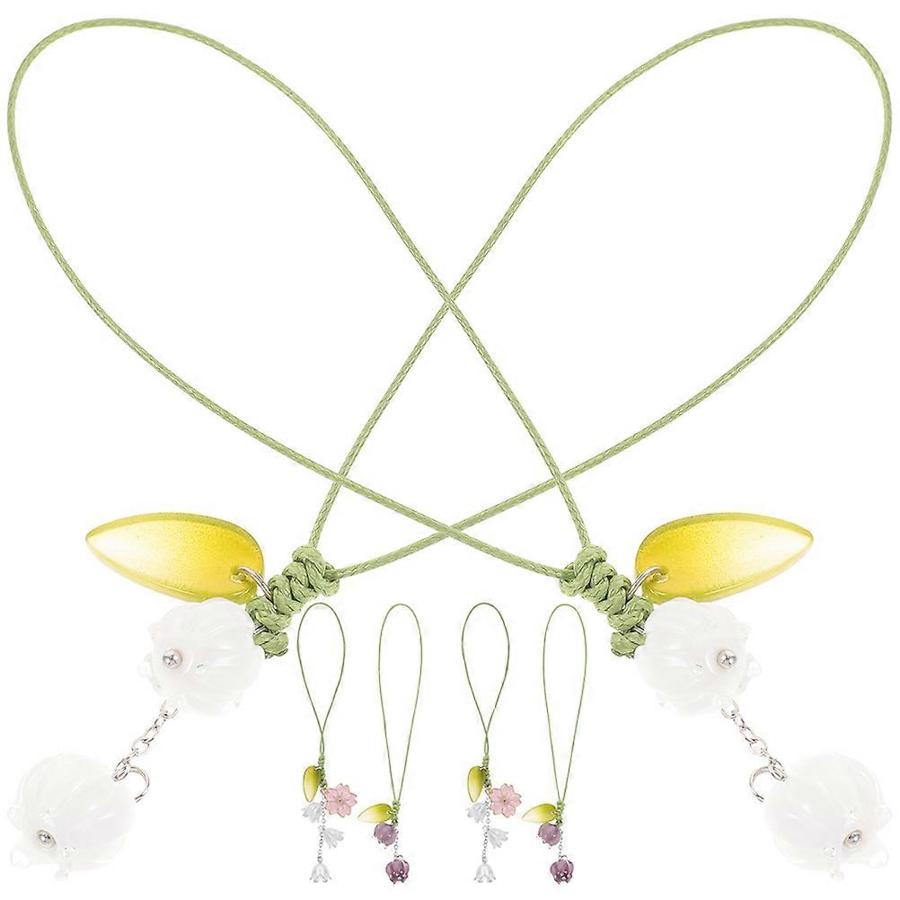 Assorted Color Tulip Shape Keychain 6pcs Phone Rope Pendant For Girls Mothers Everyday Use Outdoor Activities