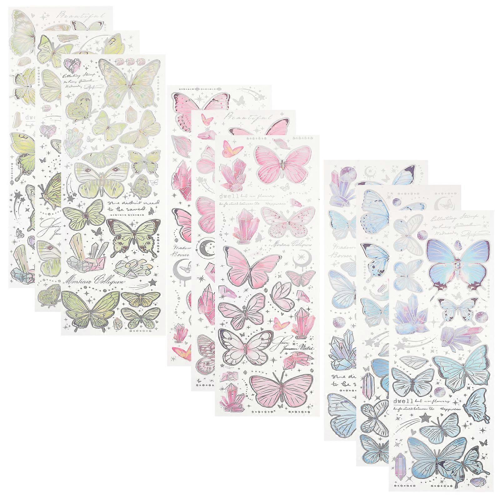 Aesthetic Stickers 27 Sheets Beautiful Butterfly Decals Assorted Color Scrapbooking For Diary Lovers Gift Wrapping