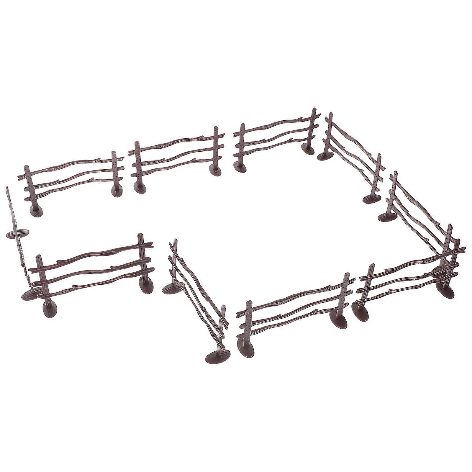 Miniature Fence Farm Model for Decoration 2Sets Brown ABS DIY Micro Landscape