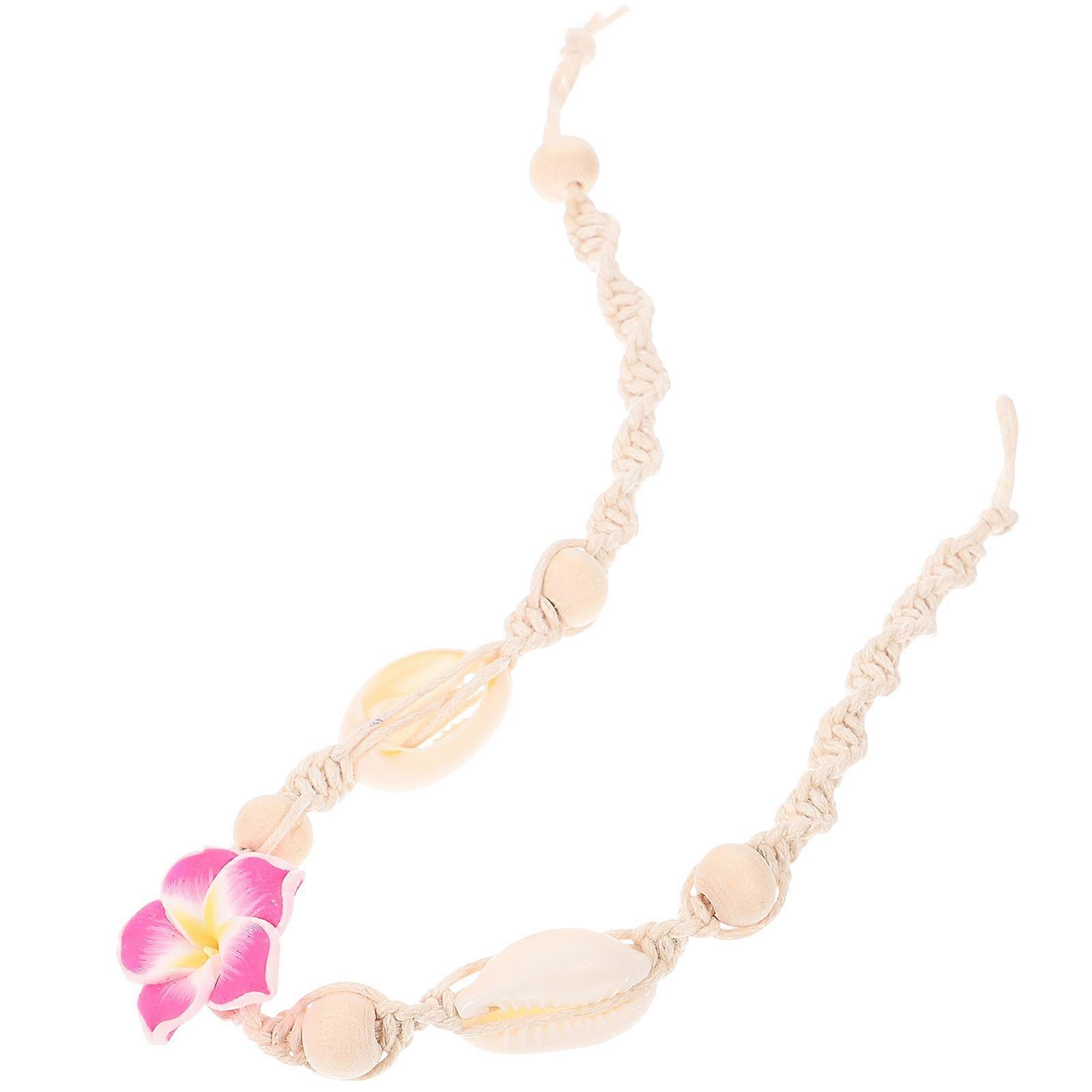 Hawaii Anklets Beach Style Shell Pendant Adjustable Anklet 2Pcs for Girls