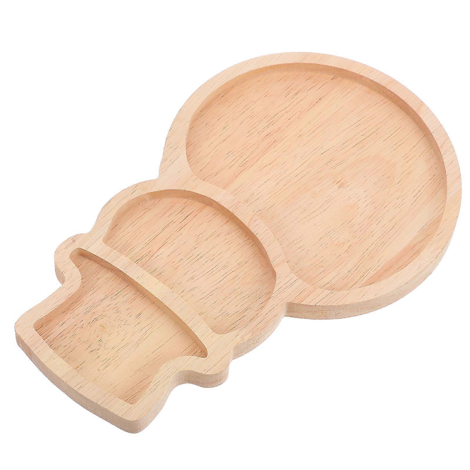 Creative Dish Tray Snowman Shaped Wooden Plate for 5Pcs Nut Serving