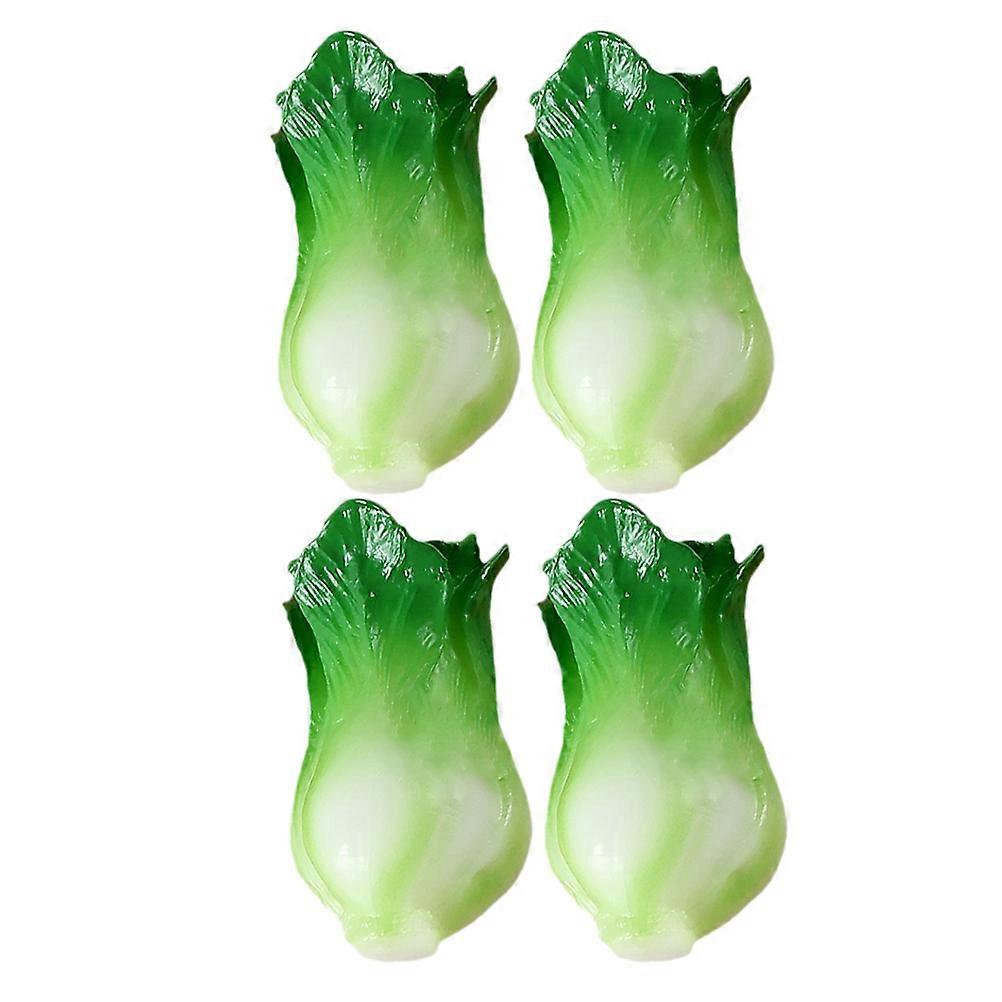 Mini Vegetable Model for Decoration 4Pcs Resin Green Decorative Set
