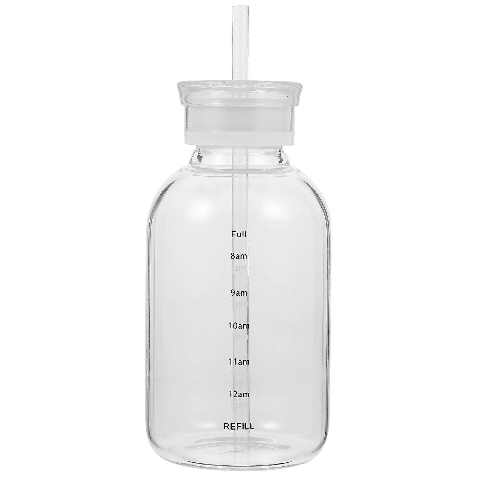 Reusable 5Set Glass Water Tumbler with Straw and Lid in Simple Minimalist Style for Juice Coffee Use Anywhere
