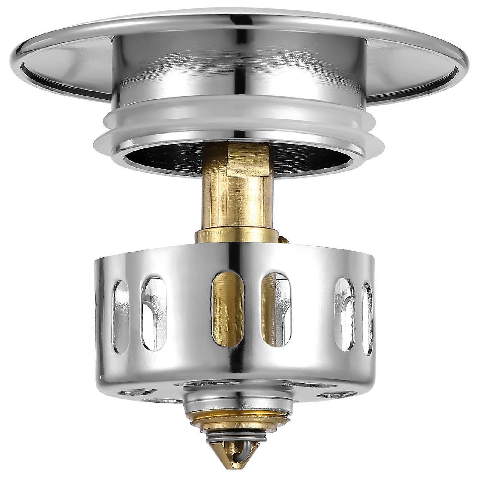 Bathroom Sink Stopper Copper Drain Plug for Bathroom 2Pcs Set Silver