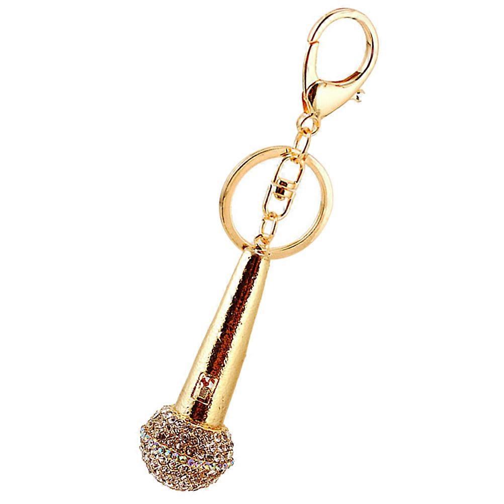 Decorative Golden Microphone Key Chain Pendant 5Pcs Hanging Ornaments