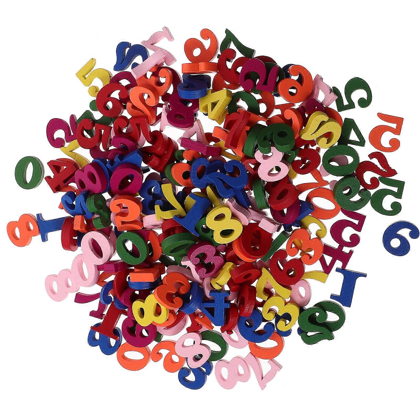 Wood Numbers Wooden Craft Decor for Party Use with 1000Pcs Colorful Decor