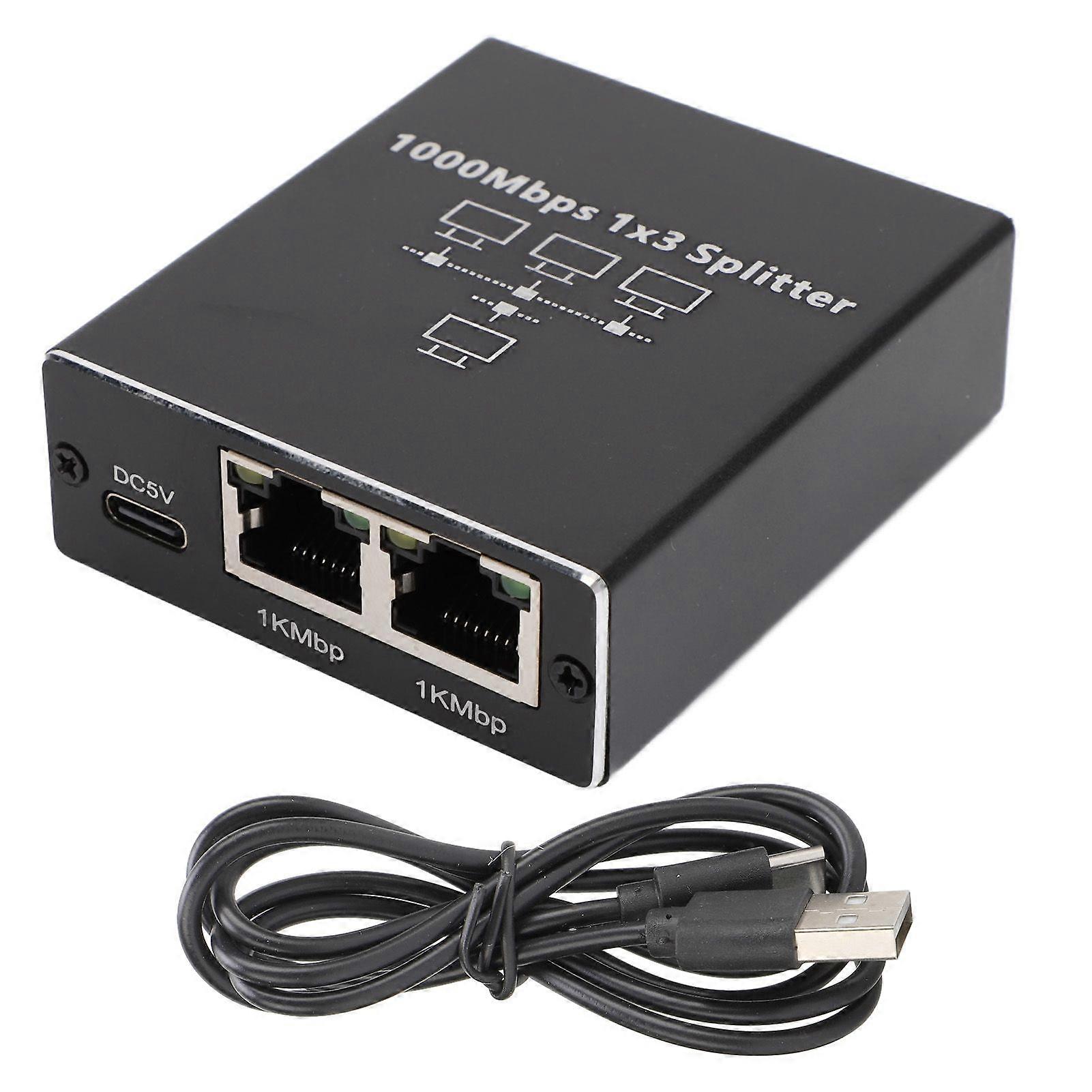 Ethernet Splitter 1 to 3 1000Mbps LAN Splitter Network Switch Gigabit Internet Splitter for Cat 6 7 8 Cable