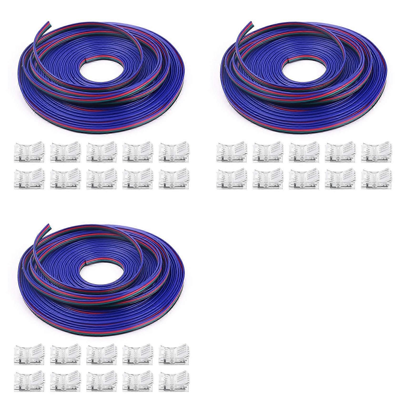 3set 16.4Ft RGB LED Wire 22 AWG 4Pin RGB Wire with LED Strip Connector 22 Gauge 4 Colors RGB for RGB LED Strips 3528