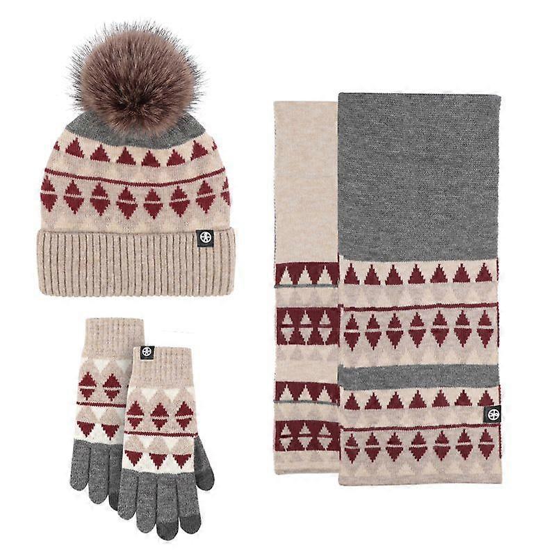 Wool Warm 3-Piece Set Gloves Scarf Hat Combo Soft Comfortable Anti-Pilling