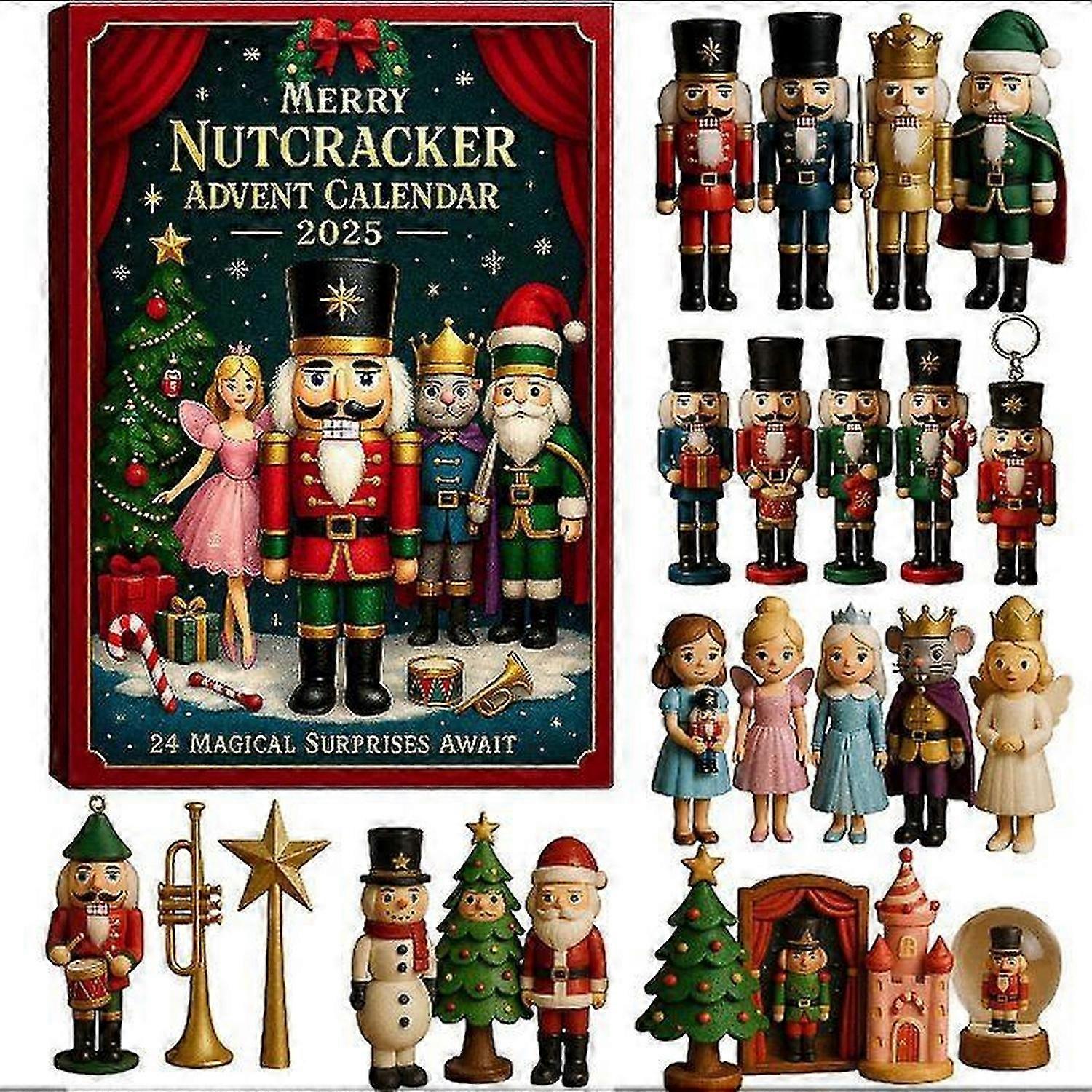 Vianočný adventný kalendár 2025, akrylový, nie 3D, v plnom štýle