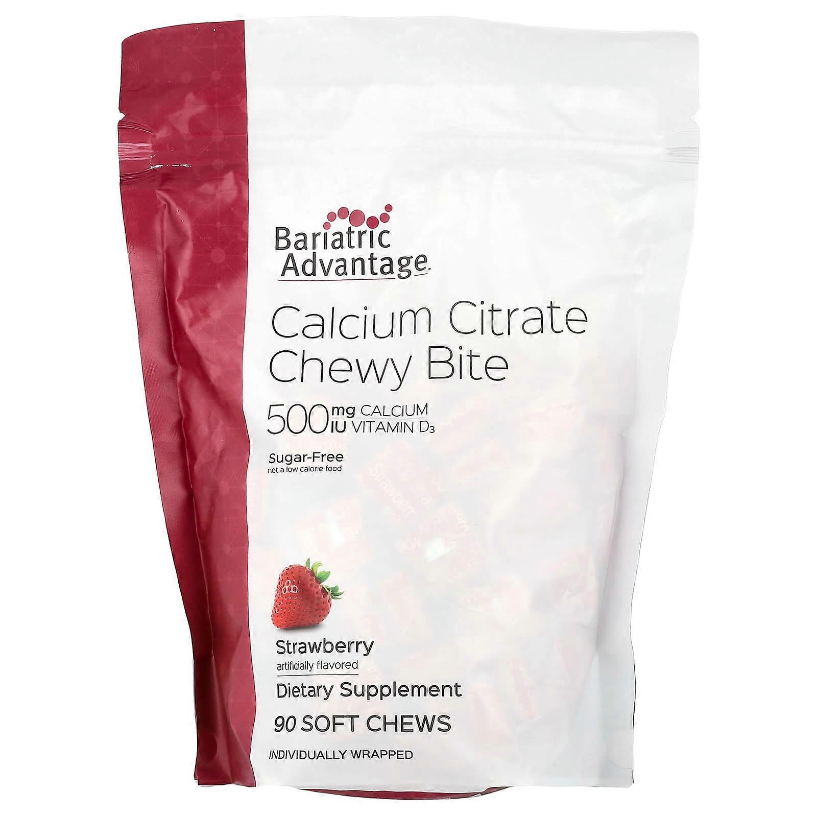 Calcium Citrate Chewy Bite, Sugar-Free, Strawberry, 90 Soft Chews