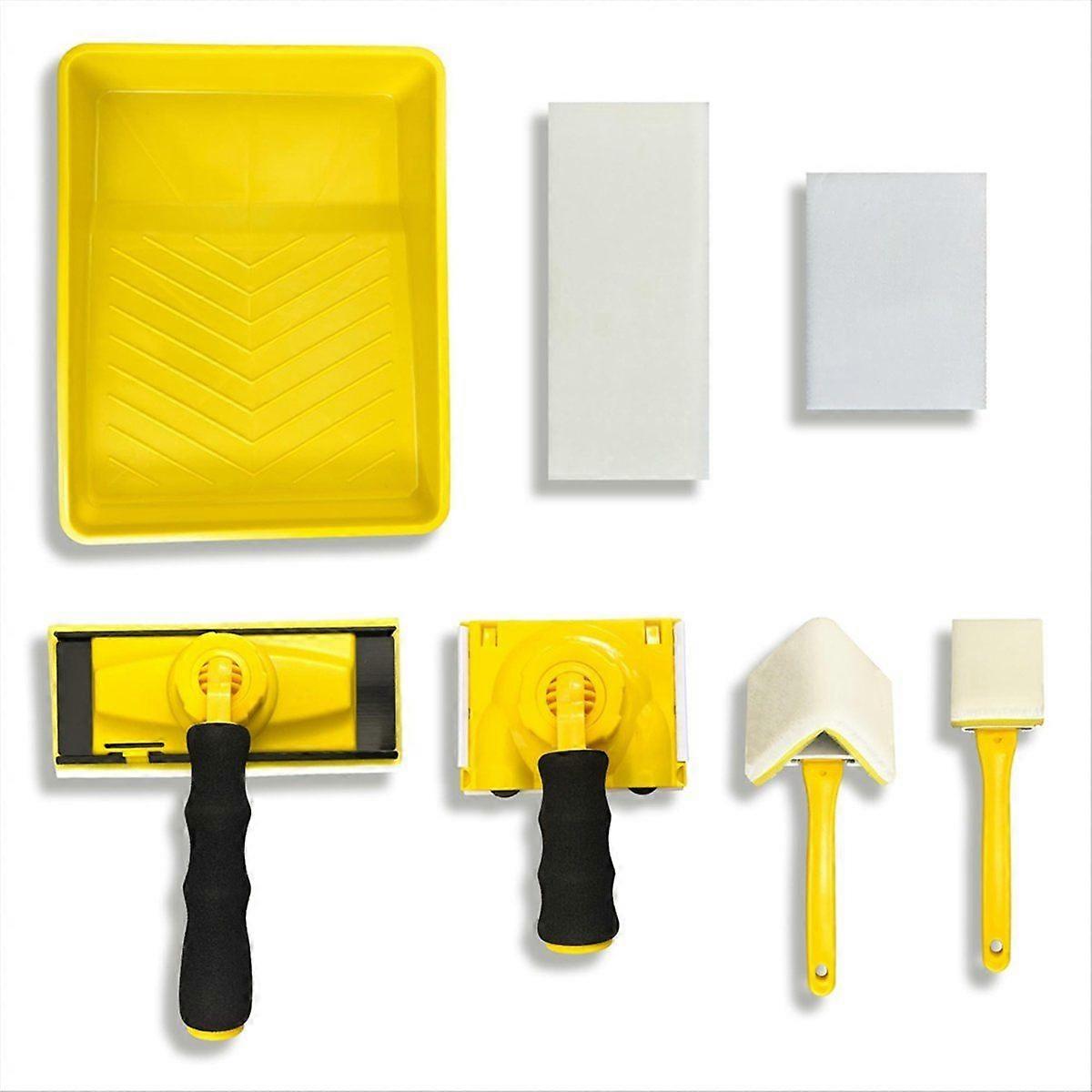 Paint Edger Tool Kit, 9 Inch Paint Pad Set,7 PCS Paint Edger with Trim, Touch-Up Pad,Corner Wall and Ceiling Pad Painter