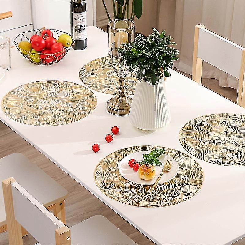 Set Of 6 Gold Round Placemats