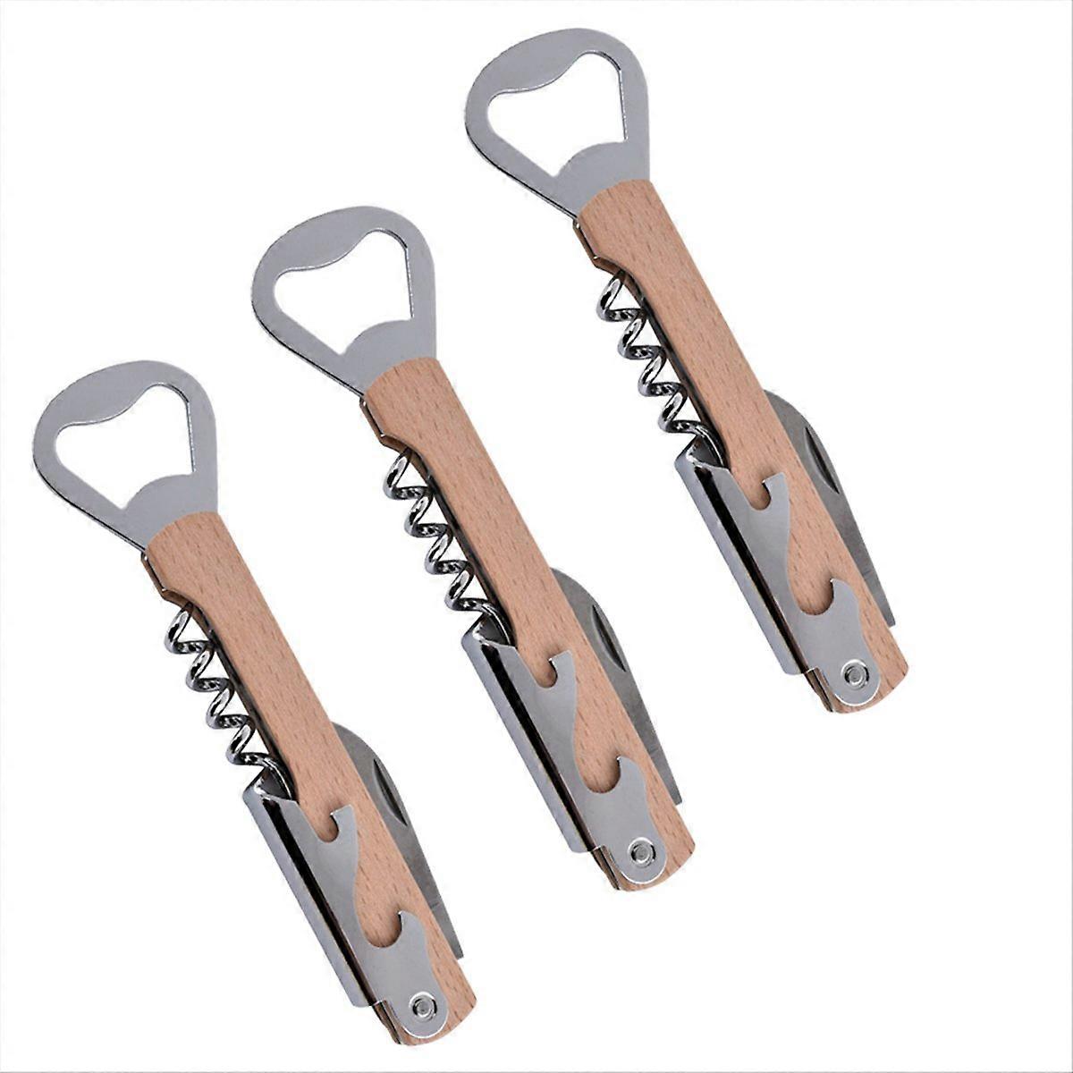 Stainless steel wine bottle opener, Beech