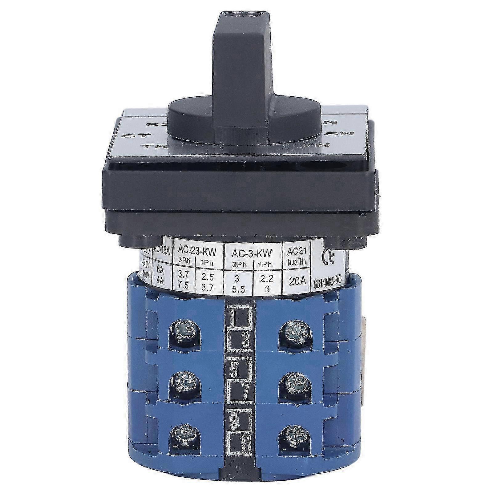 BERM Changeover Switch with Rotary Knob Voltage Control for Equipment - 7 Position, 3 Phase, 3 Wire Connection