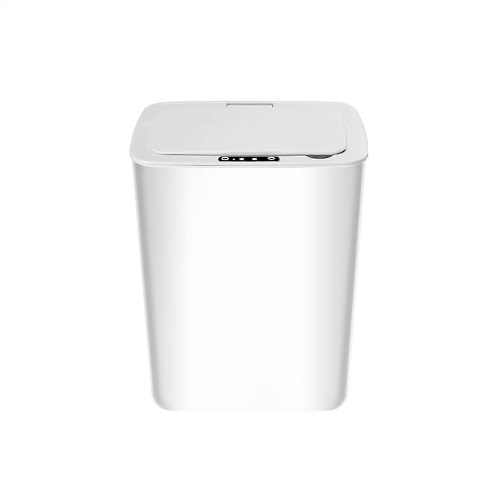 Trash Bin 14L Intelligent Induction Sensor Electric Garbage Can With Automatic Lid White For Kitchen Bathroom