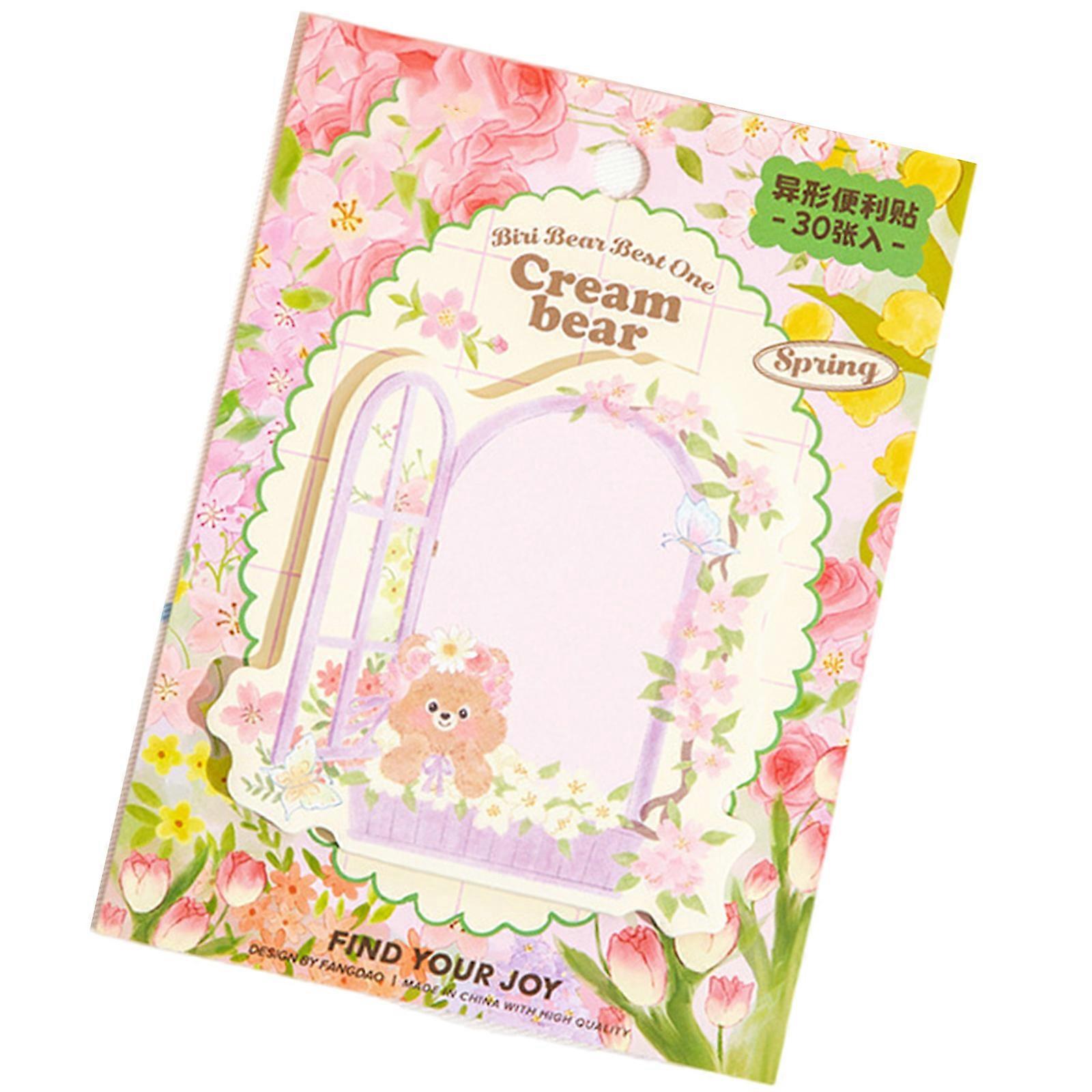 30 Sheets Cartoon Bear Notes Paper Sticky Notes Memo Pad Small Notepads Reminder on Notebook Journal Planner Calender Multicolor