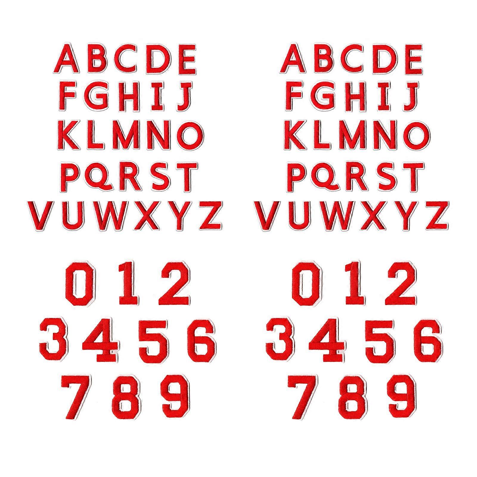 Multipurpose Embroidered Letter Number Patches Set of 72 Sturdy Decal for Wardrobes Upcycling  Red