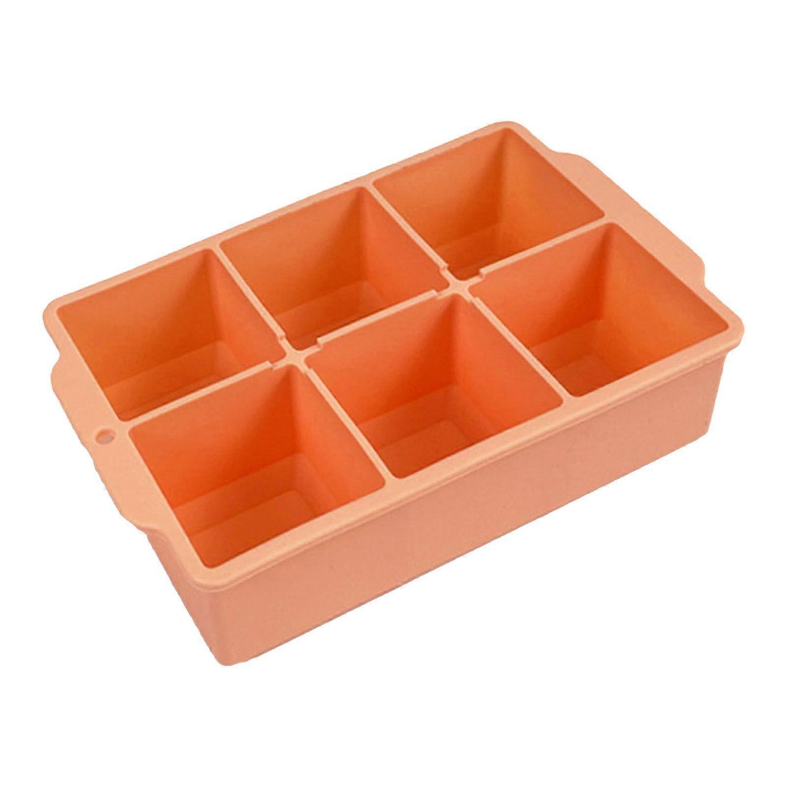 Ice Cube Tray Food Grade Silicone 6Cube Tray With Removable Lid Pink For Cocktail And Coffee