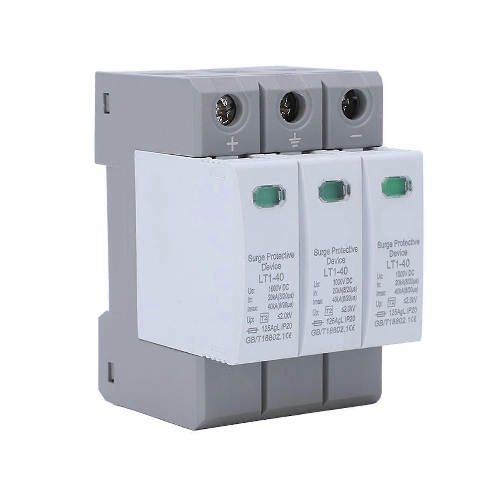 Surge Protective Device 3P Voltage Protection Arrester Protector 20‑40KA 1000V DC