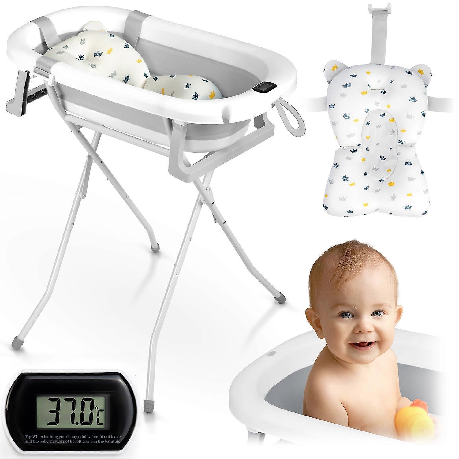 Baignoire bébé pliable avec support, thermomètre et insert