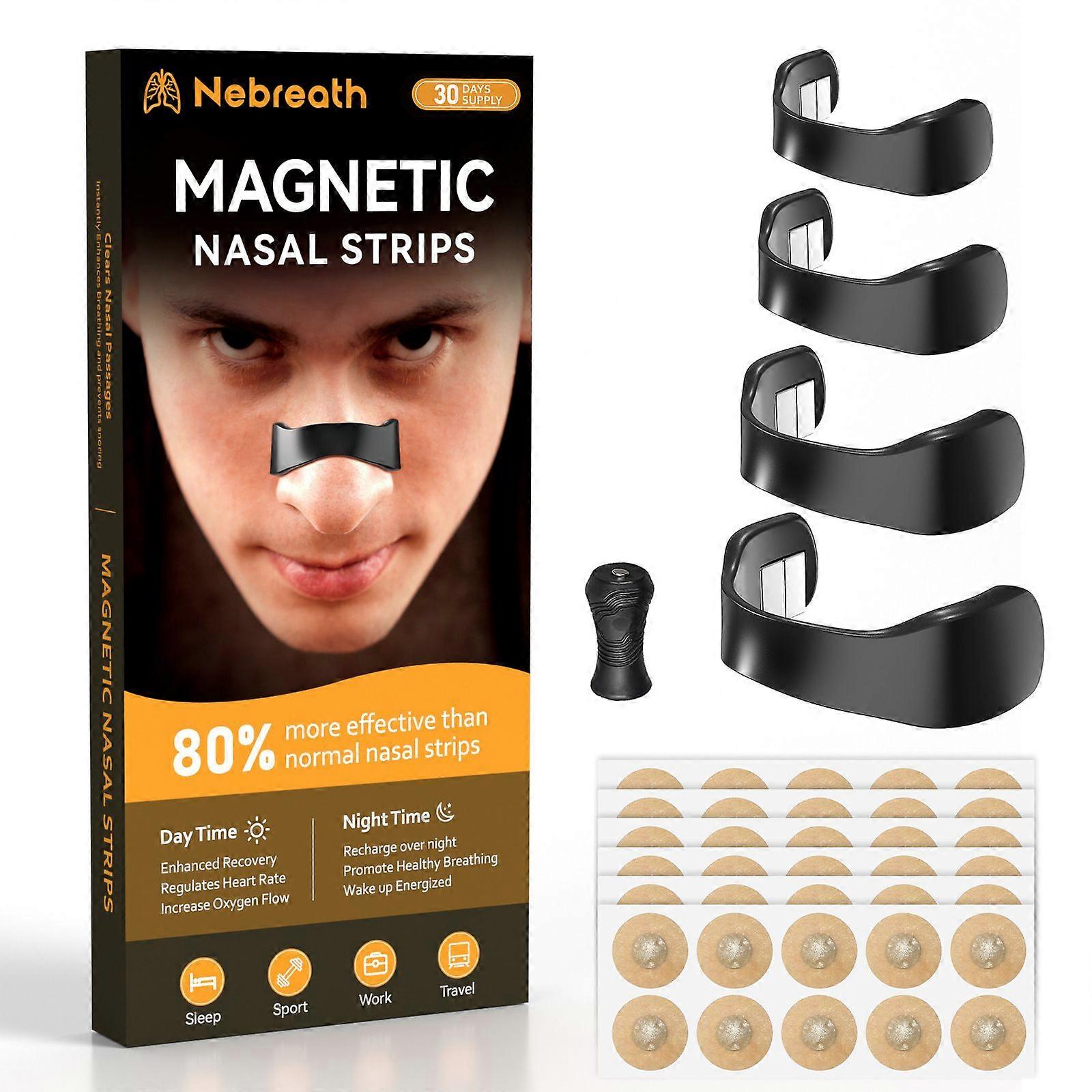 Magnetic Nose Strips, Pack of 60, Nose Magnetic Breathing, Nose Strips for Better Breathing and Sleeping, Snoring Stopper, Anti Snoring, Nasal Strips 