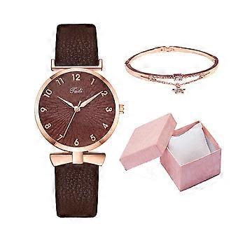 Montre étanche pour femme Fridja avec bracelet en acier cortical rose et cuir - Montre-bracelet analogique à quartz de luxe, coffret cadeau