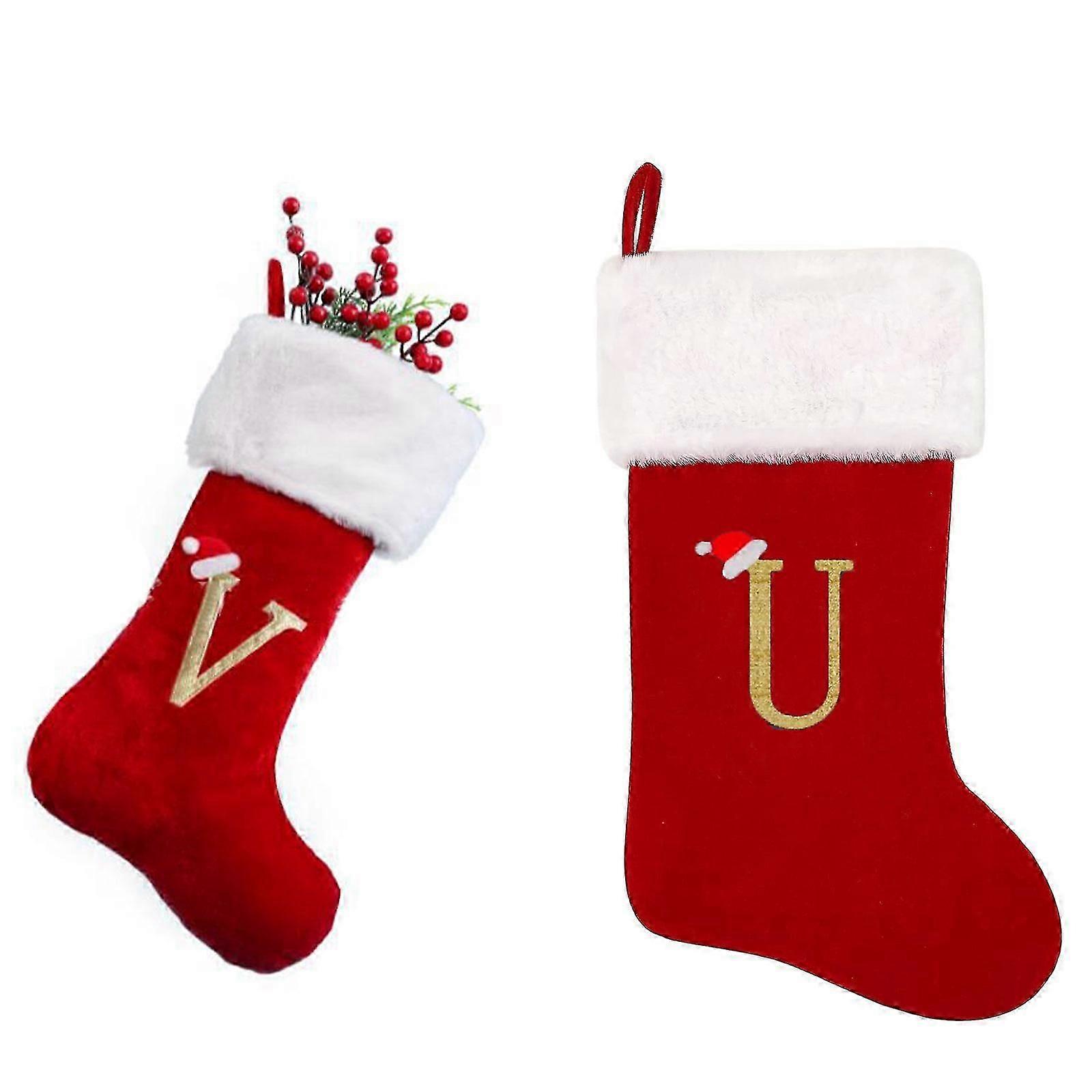 Large Christmas stockings Christmas decorations embroidered letters knitted Christmas stockings