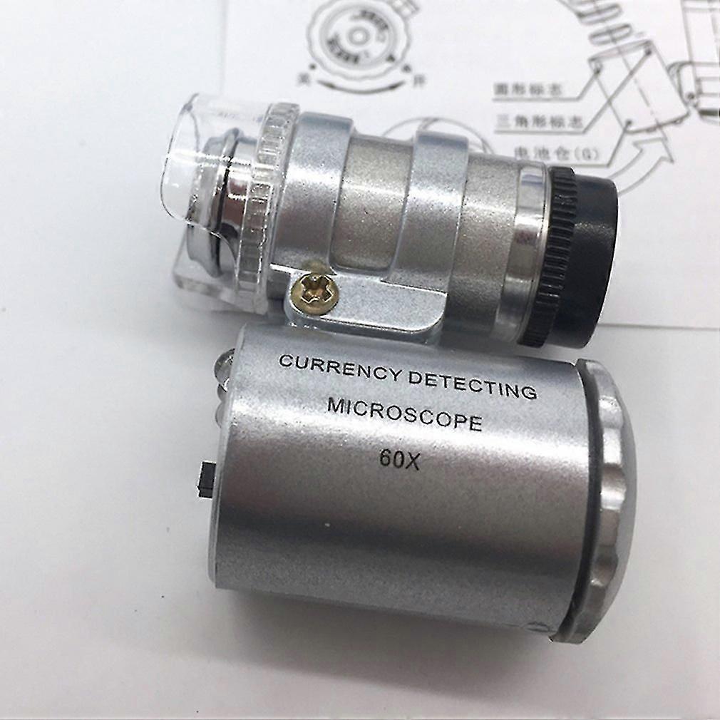 60x المجهر مع ليد مصباح ضوء المحمولة جيب المكبر عدسة مكبرة البنفسج ضوء مزيف
