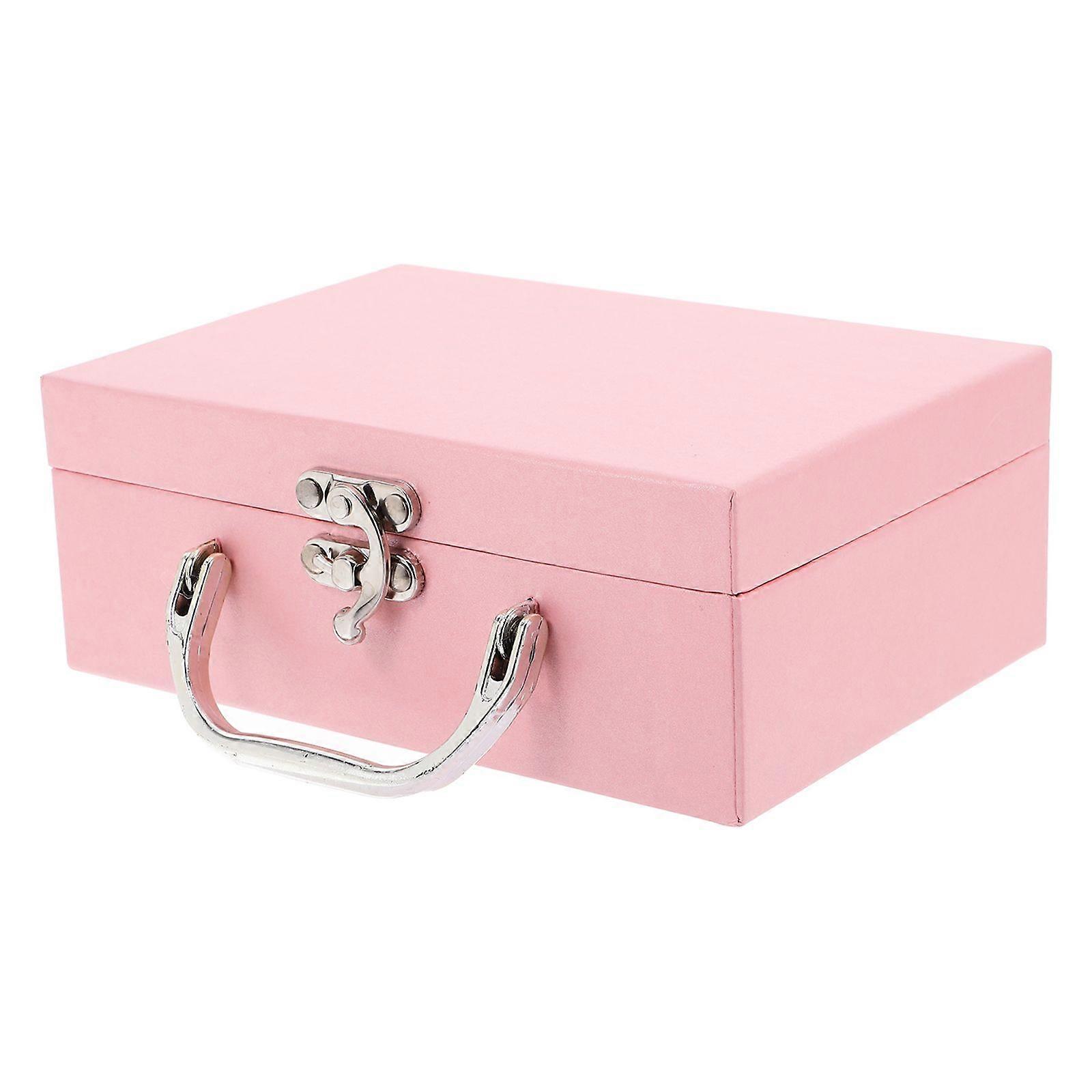Small Handheld Suitcase Thickened Paper Storage Box Stationery Storage Box Present Packing Box with Handle Solid Color Paper Suitcase