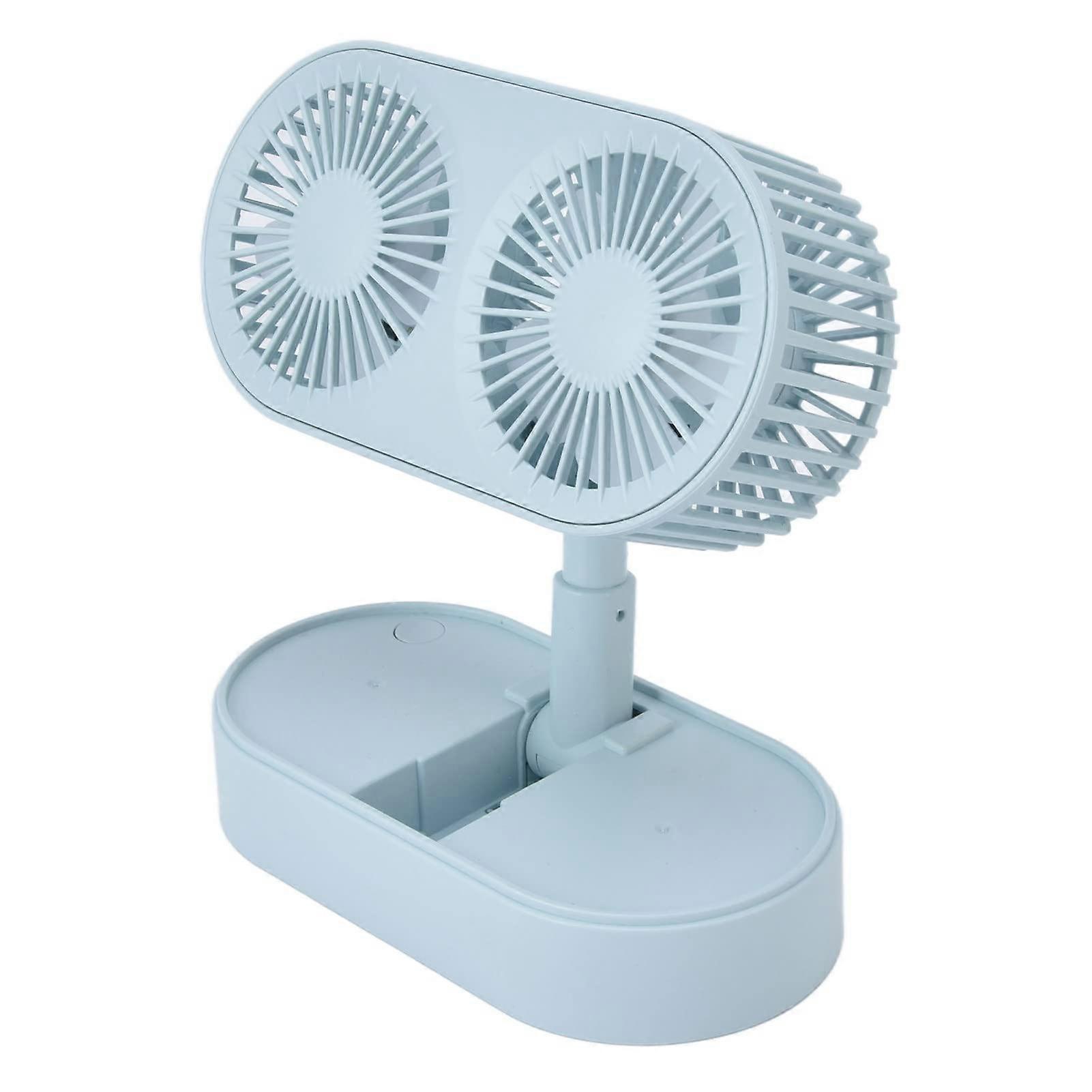 Desktop Double Fan Dual Motor 135 Degree Angle Adjustable Three Levels Low Noise Blue Double Blade For Office