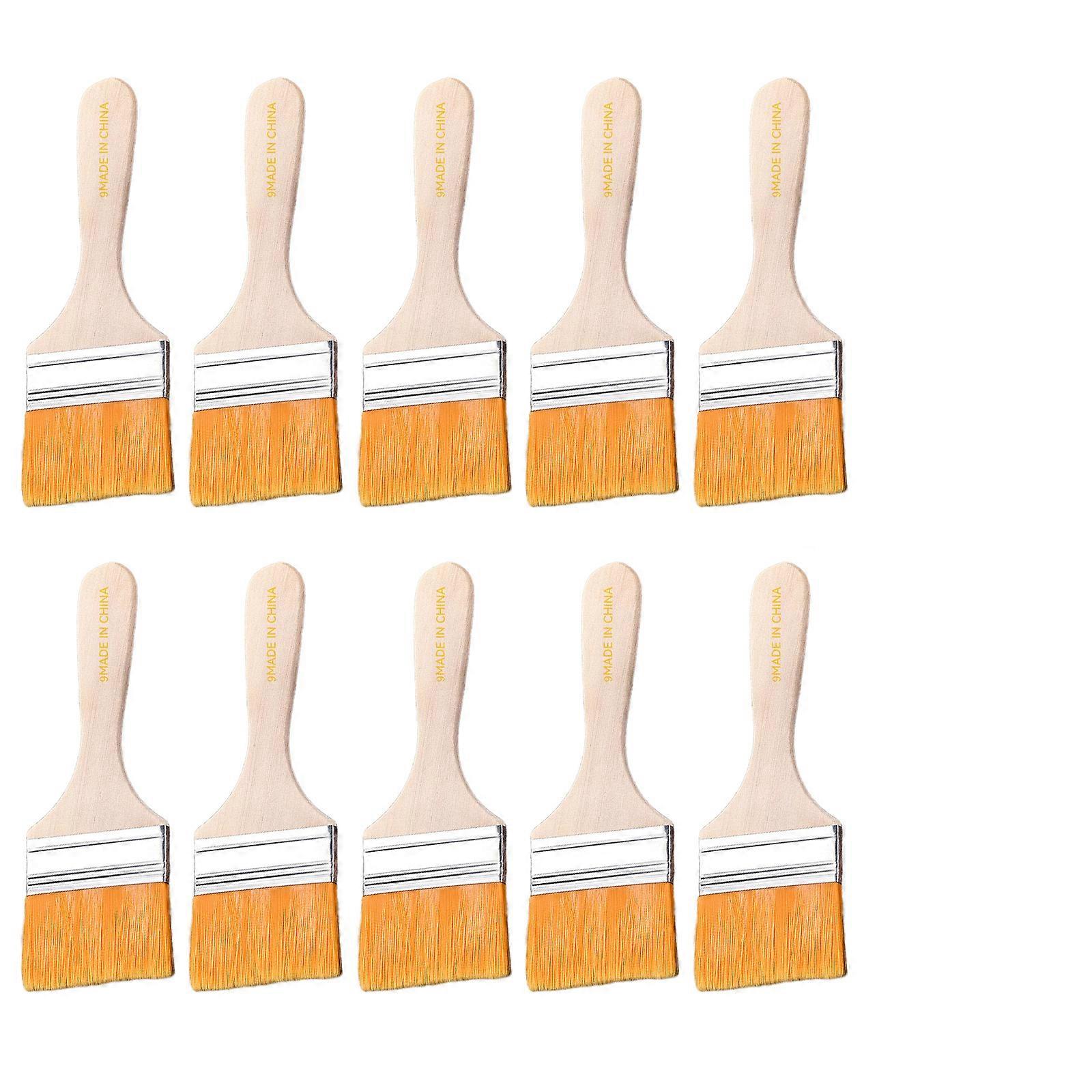 10Pieces Painting Brush Set with Gloves Trim Painting Tools with Soft Bristle Wood Handle for Wall Cabinets and Fence  Size 9