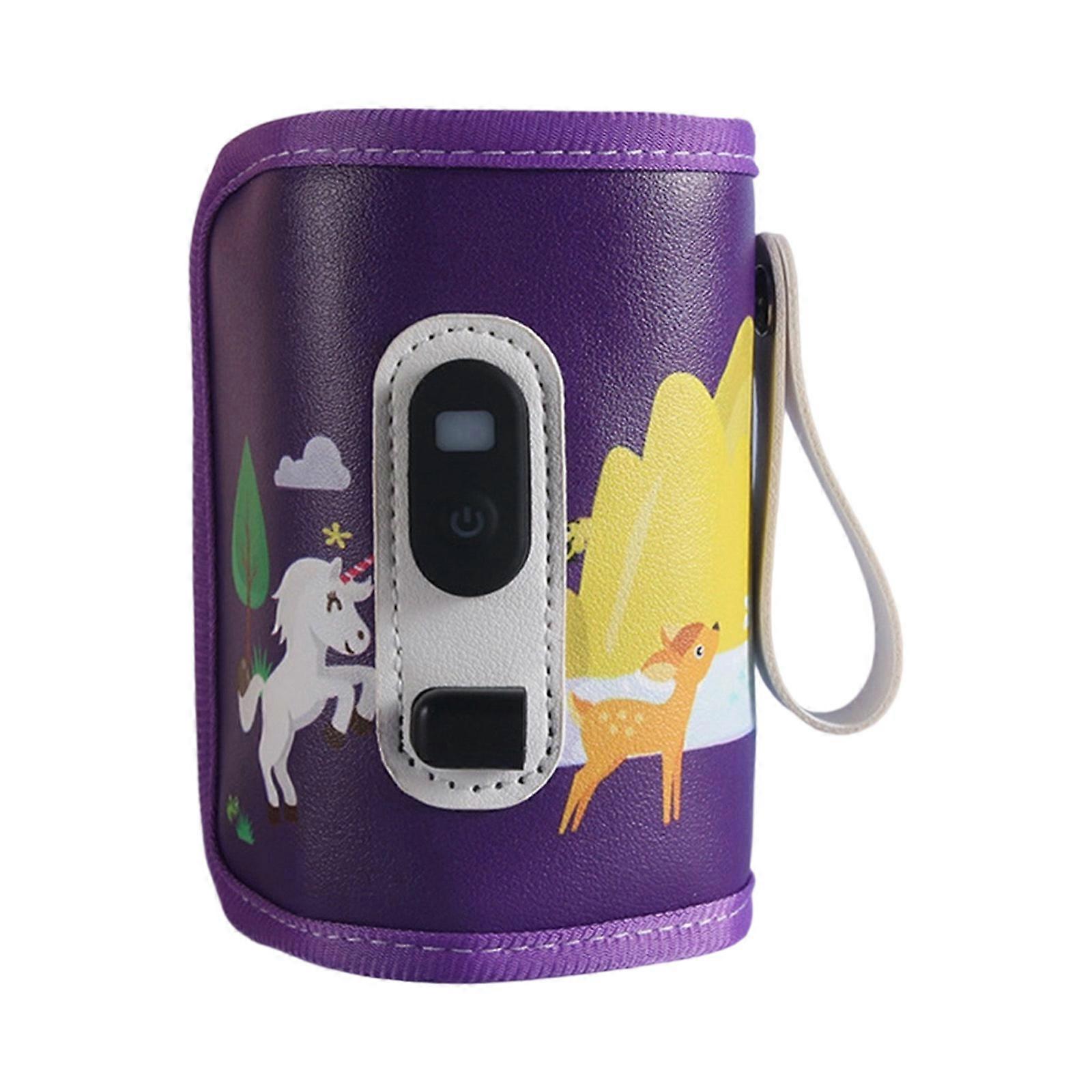 Rechargeable Milk Bottle Warmer 5 Temperature Setting Digital Display Lightweight Design USB Charging Port For Baby  Purple