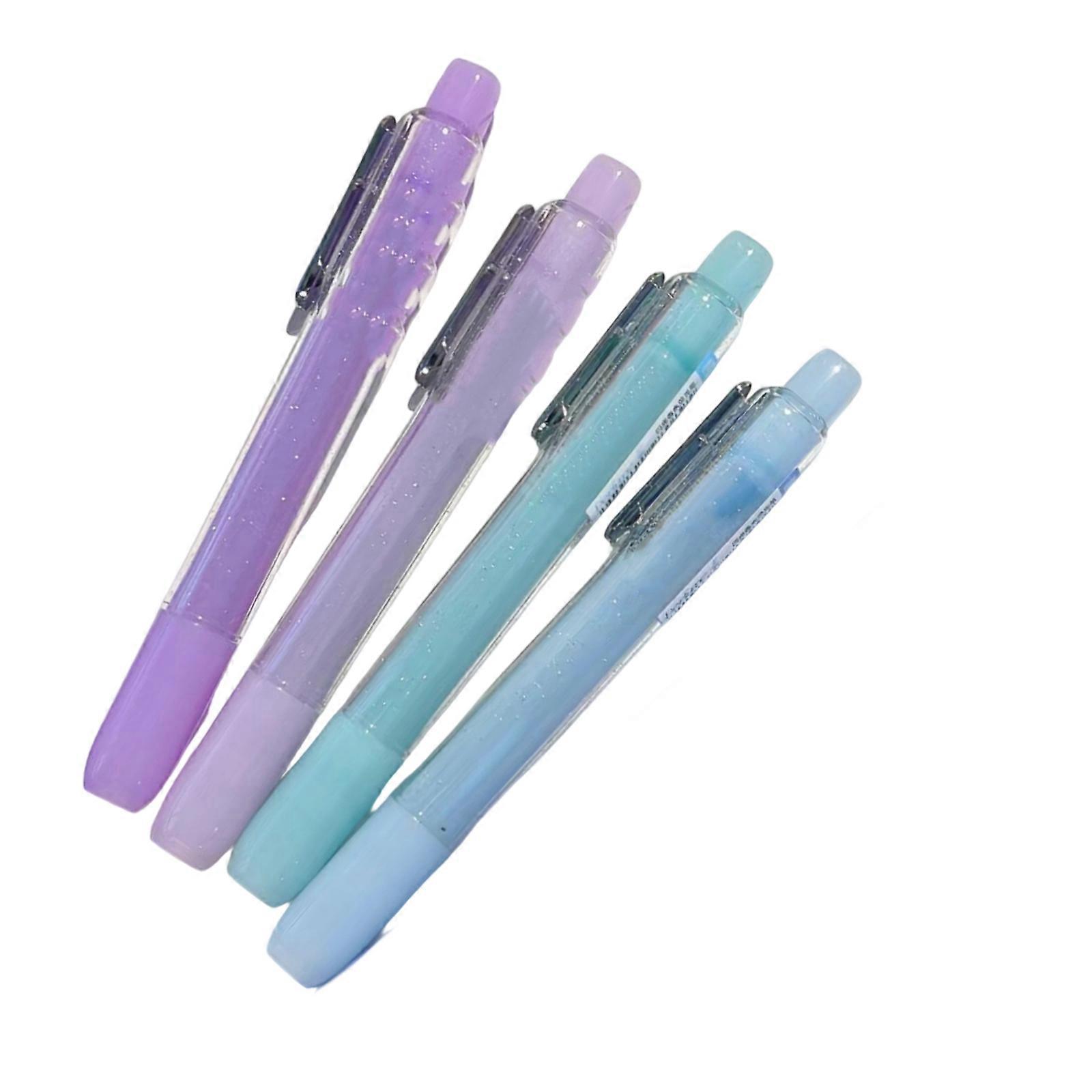 4 Color Glittering Highlighter Pen Chiseled Tip Fluorescent Highlighter Marker for Scrapbooking Note Taking Card Making Multicolor