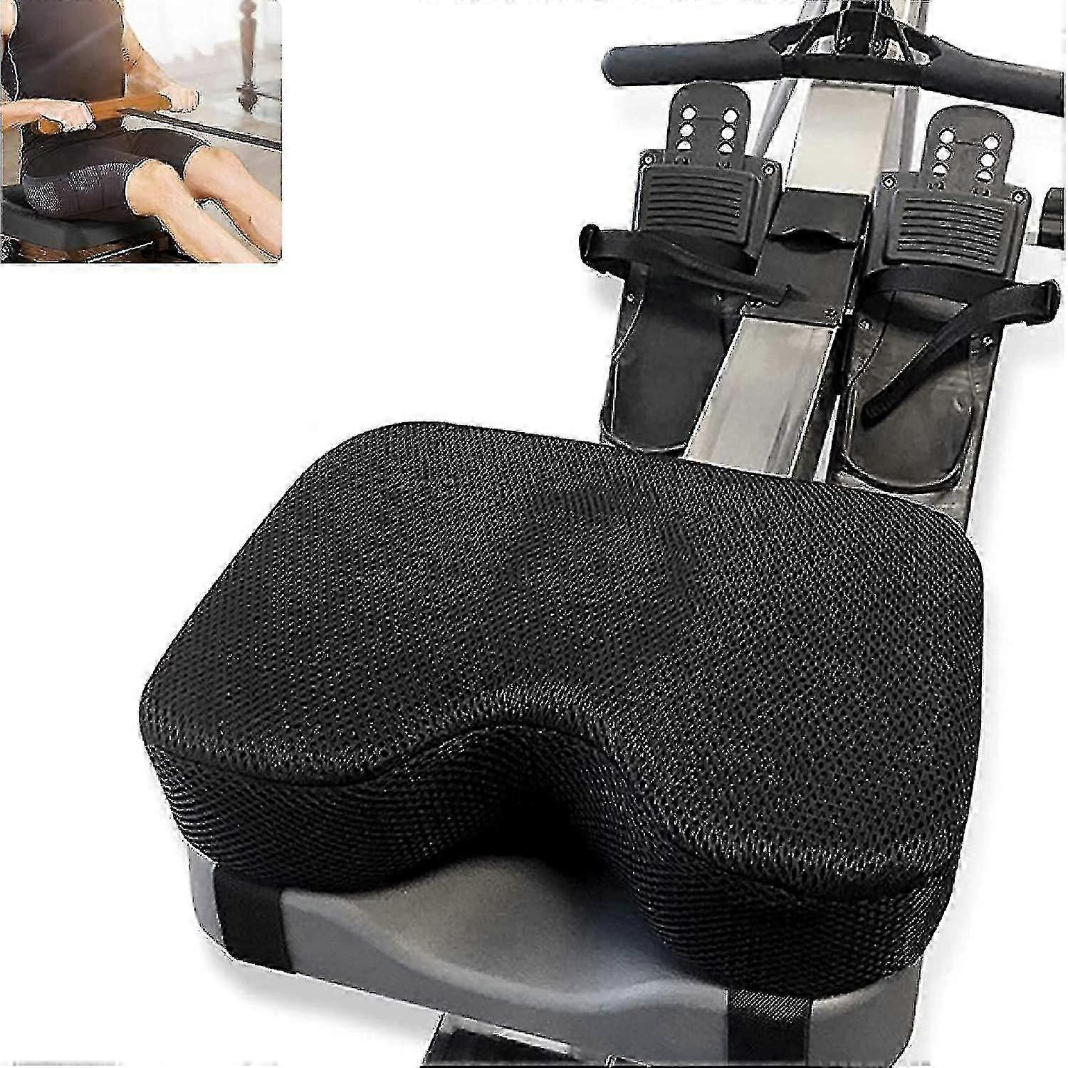 Rowing Machine Seat Cushion, With Custom Memory Foam, Washable Cover And Straps - Rowing Machine Cushion Alternative - Rower Accessories