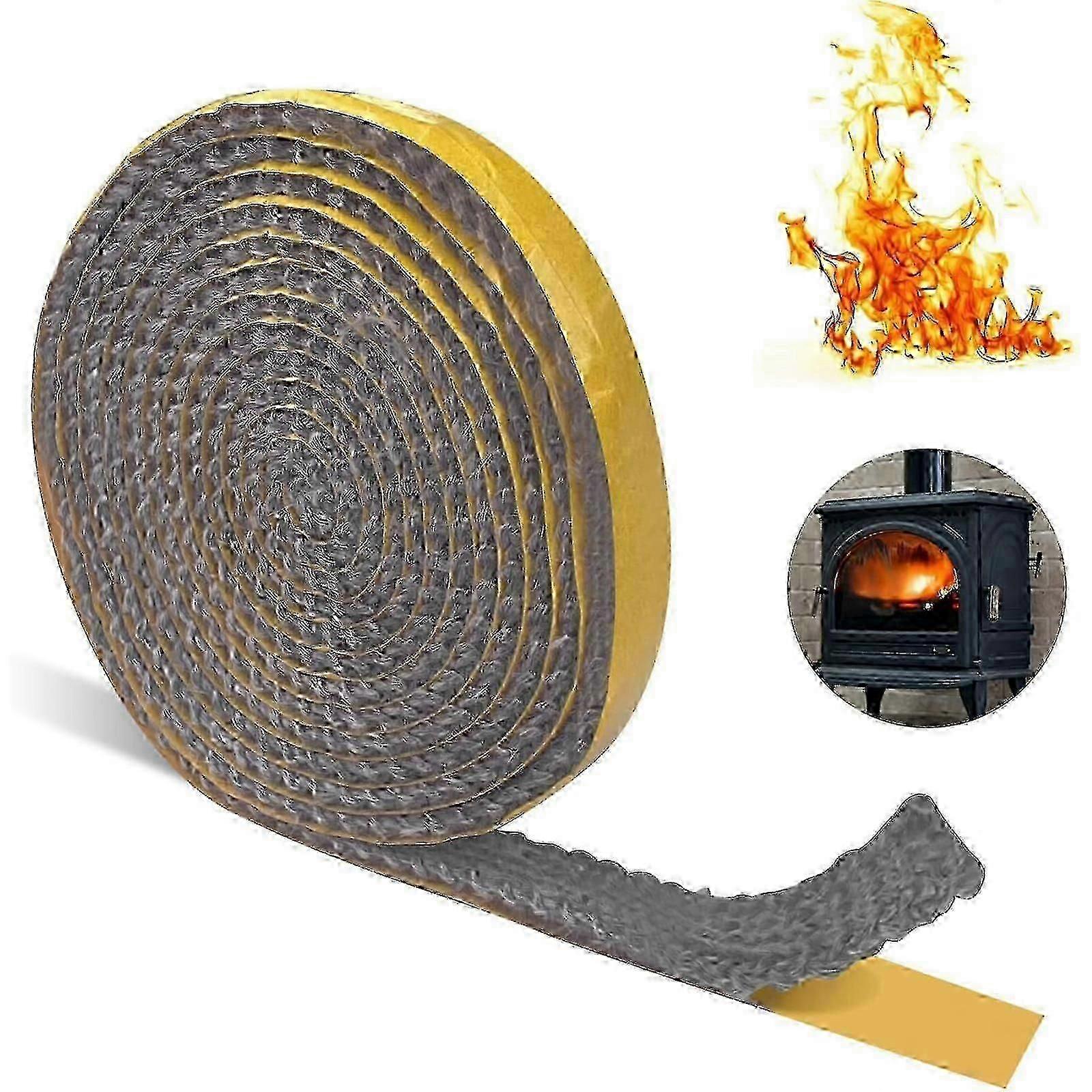 حشية موقد الخشب ، حشية الموقد ذاتية اللصق ، الألياف المقاومة للحرارة للمواقد ، أنابيب الفرن ، باب الفرن ، المواقد ، المواقد (3 مم × 10 مم × 2 م)