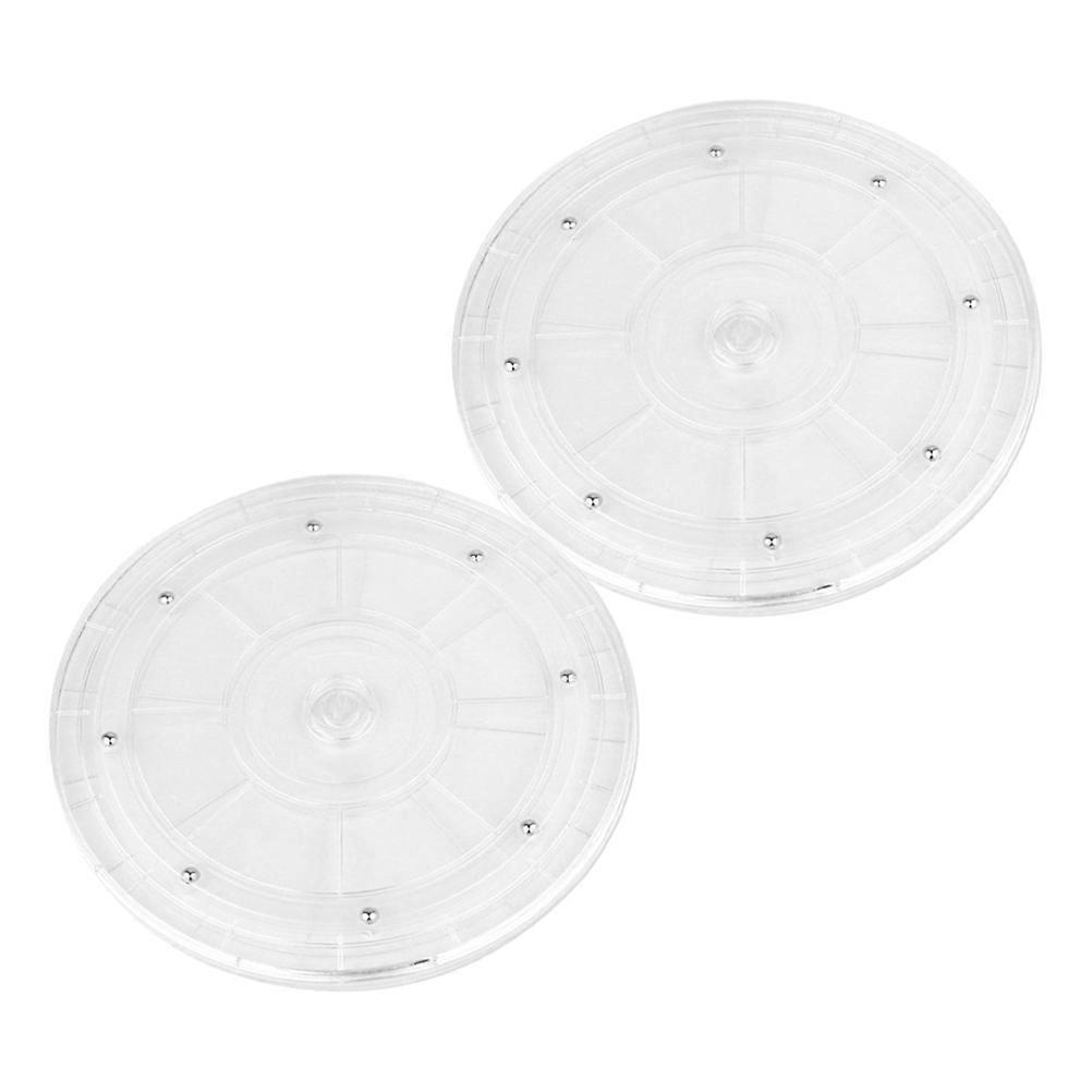 360-Degree Rotating Turntable Transparent Acrylic Spice Tray 2Pcs