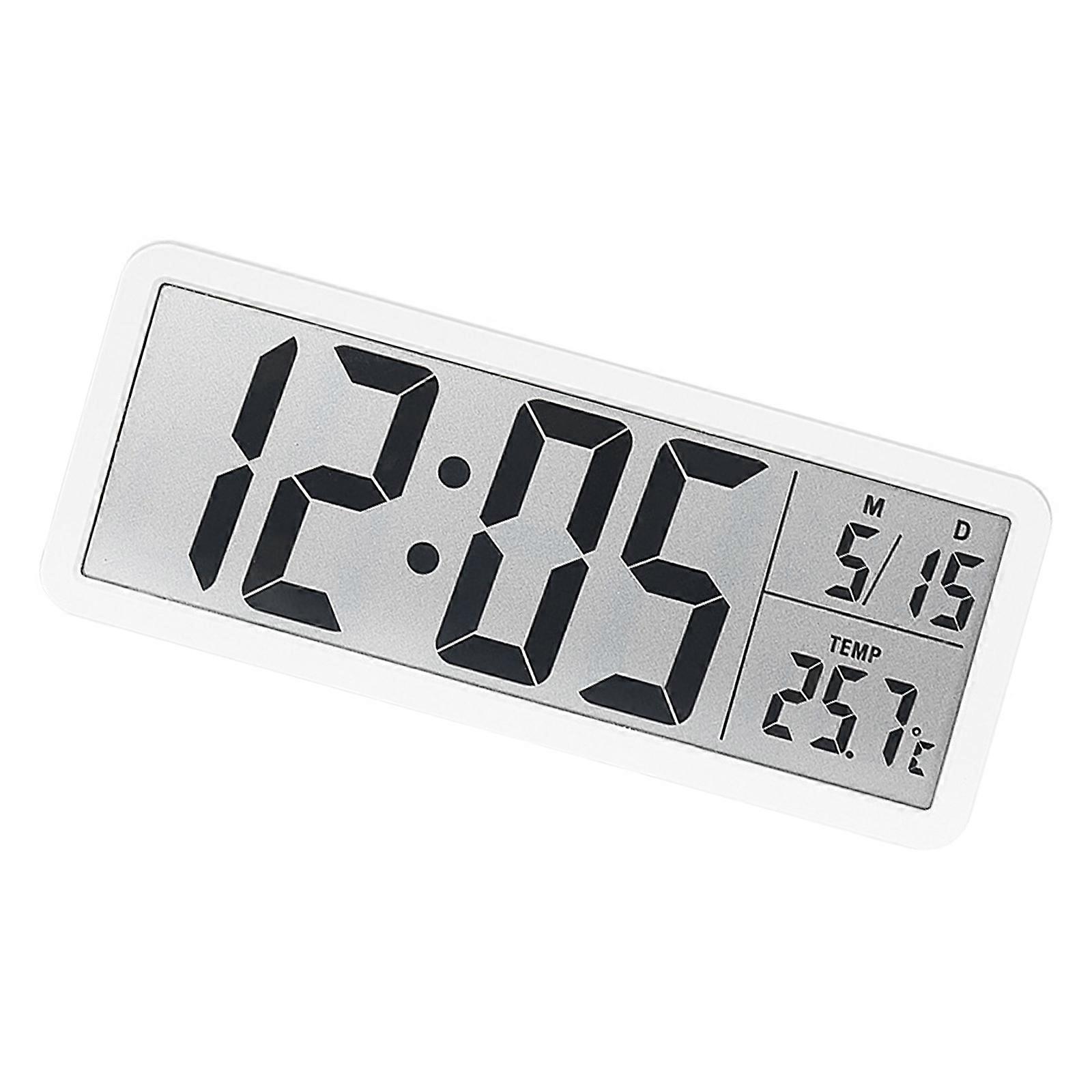 LCD Display Electronic Clock with Date Temperature Display for Home Offices Use Aesthetic Wall Hanging Table Clock  White