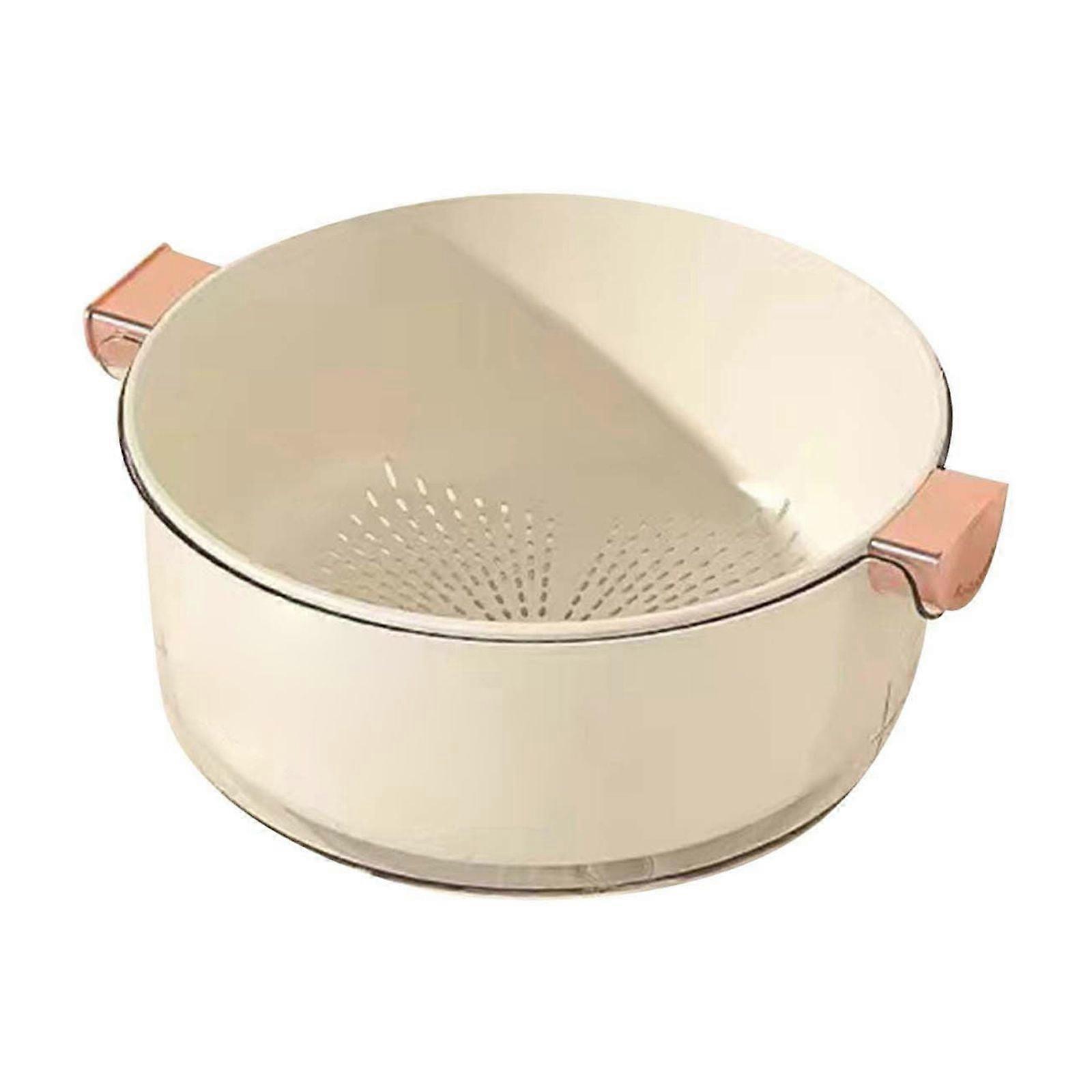 Kitchen Strainer Set, Double Layer Drain Basket Colander for Rice, Fruits, Vegetables - Includes Cleaning Bowls & Dehydrator, Compatible with