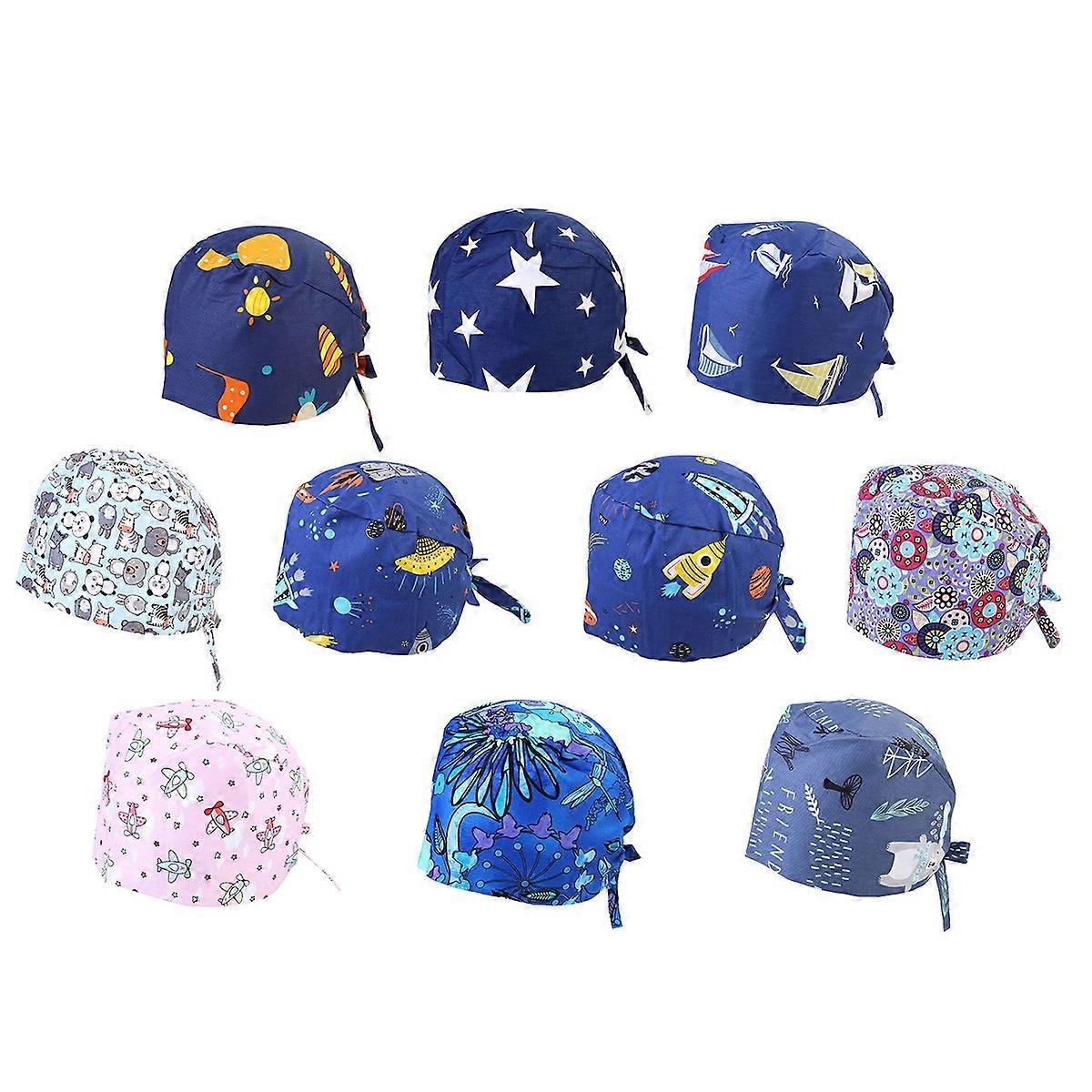 Dustproof Cap Cotton Dentist Operation Headgear for 1Pcs Printed Pattern Blue