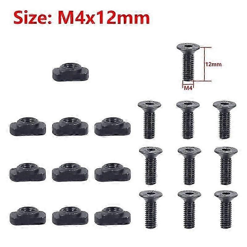 10Pcs M4X10/12MM M-LOK Screw And Nut Rails T-Nut Screw Replacement Set For MLOK Handguard Rail Sections Hunting Accessories