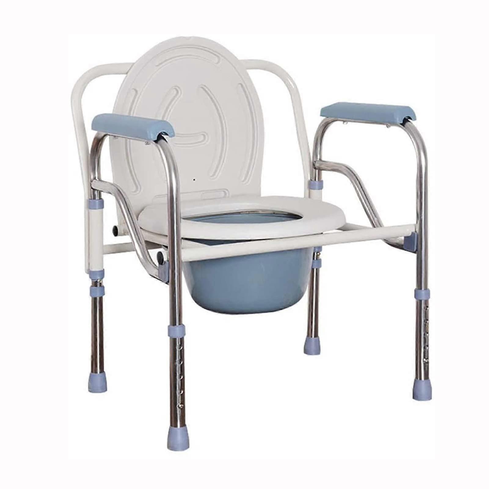 Folding Bedside Commode Chair Bariatric Extra Wide Adjustable With Handles Bucket NonSlip Leg Pads For Adults And Elderly