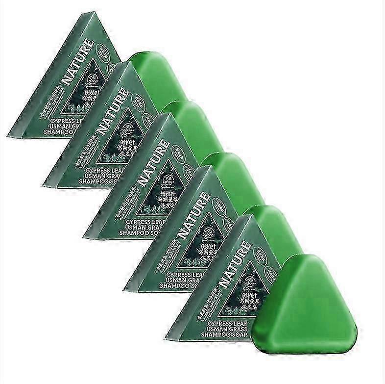 1-5Xネイチャートライアングルシャンプーバー、ネイチャーセブングリーンソープシャンプー、ナチュラルウスマングラスシャンプーバー、女性と男性の髪を落ち着かせて強化します