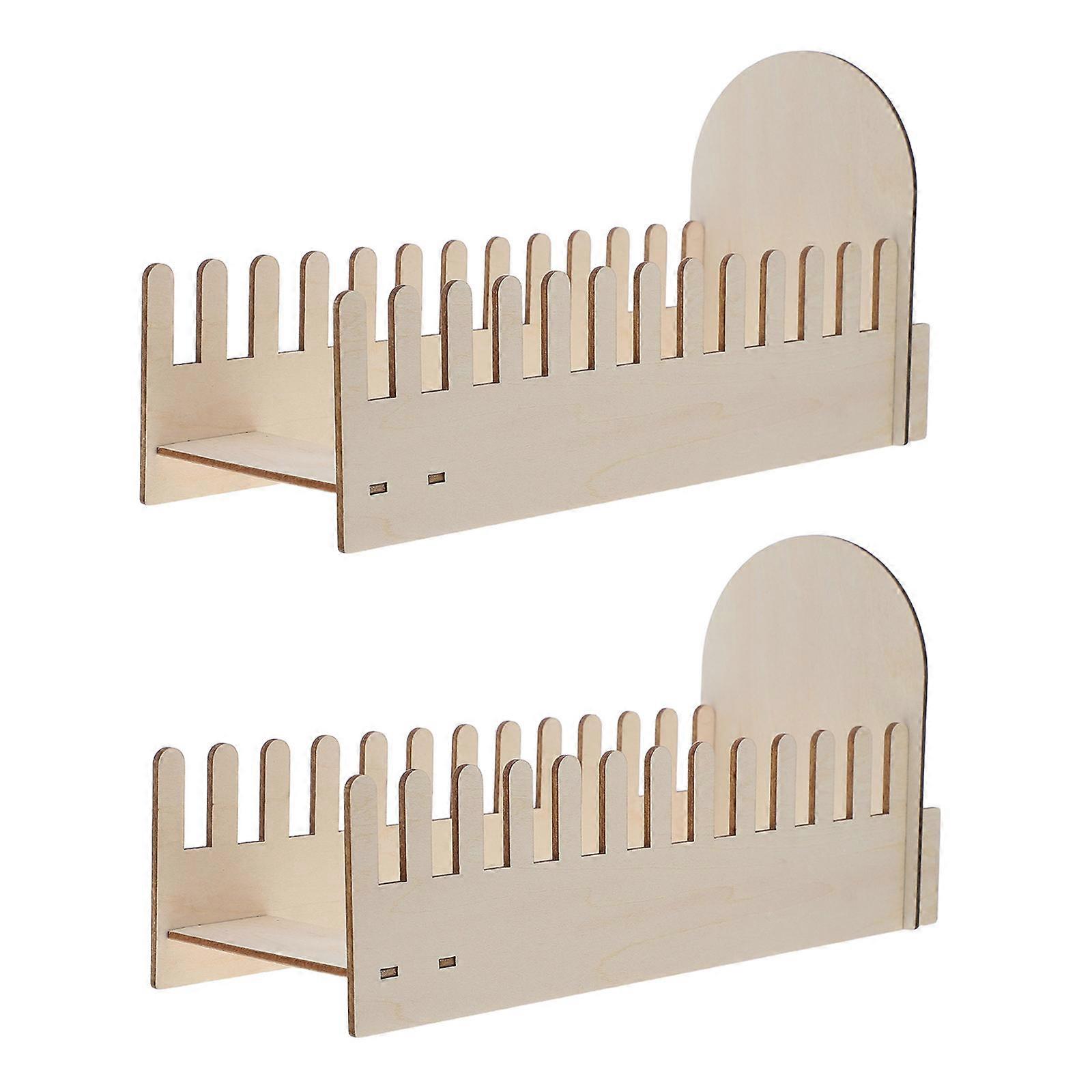 Postcard Holder Display Stand Wood for Storage Use 2Pcs Tabletop Rack